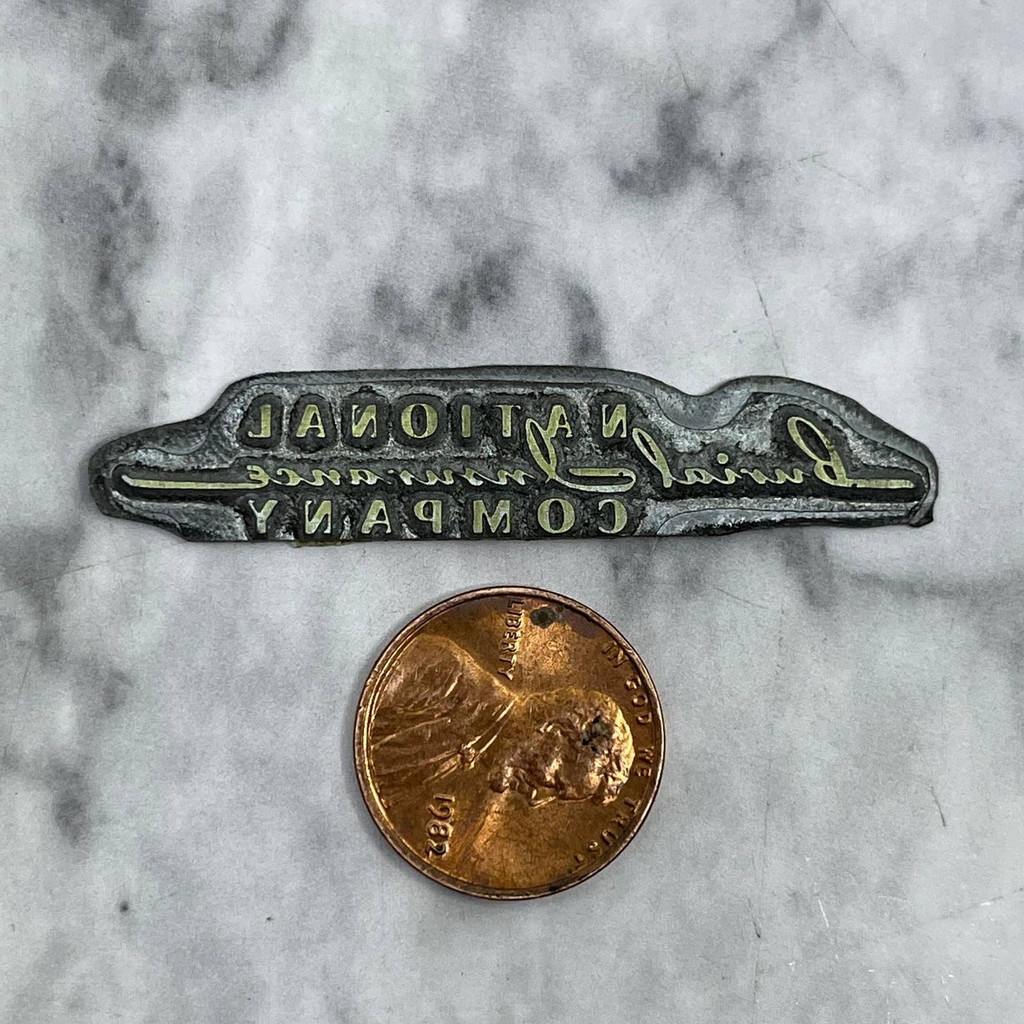 Vintage Letterpress Printers Block Plate National Burial Insurance Company TJ58