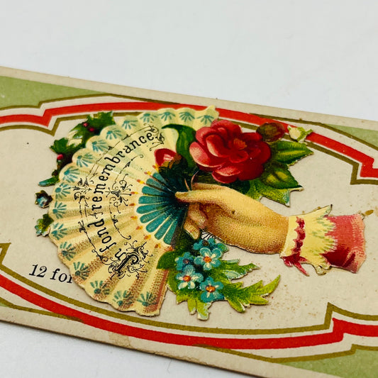 1880's VICTORIAN CALLING CARD LITHO Die Cut In Fond Remembrance Sample AH9-M10