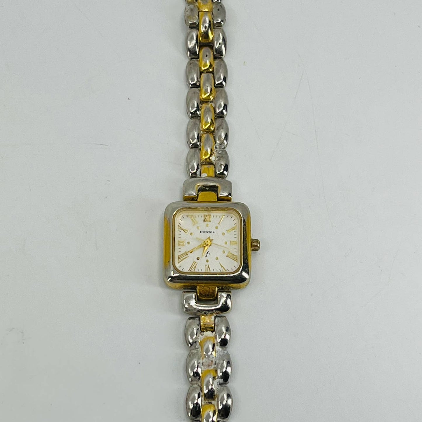 Vintage Gold & Silver Tone Fossil Watch Metal Bracelet Clasp Band SA9