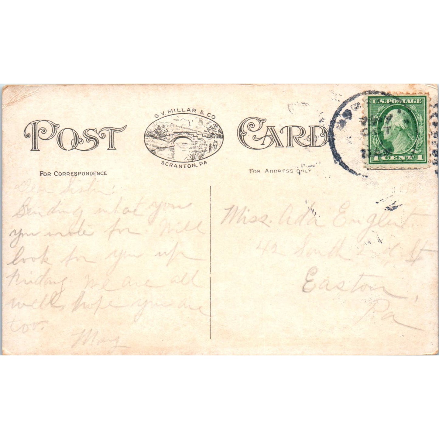 Bird's Eye View Portland PA c1910 Original Postcard TK1-21