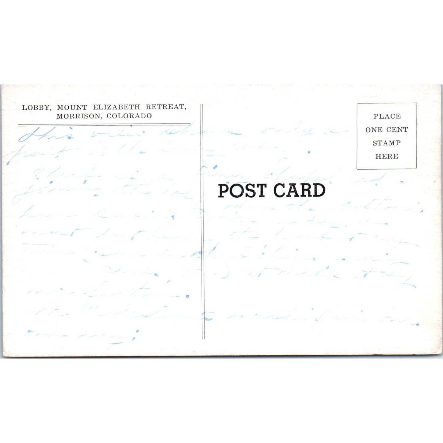 Lobby, Mount Elizabeth Retreat Morrison Colorado Original Postcard TK1-29