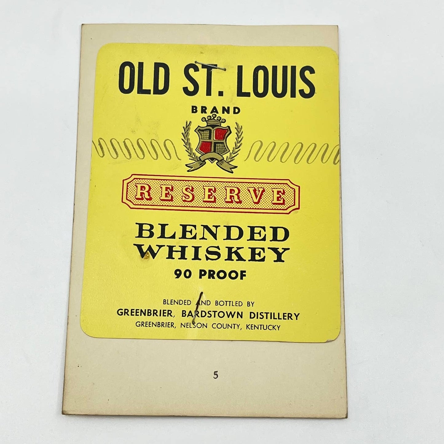 Old St. Louis Whiskey Label Greenbrier Bardstown Distillery Kentucky