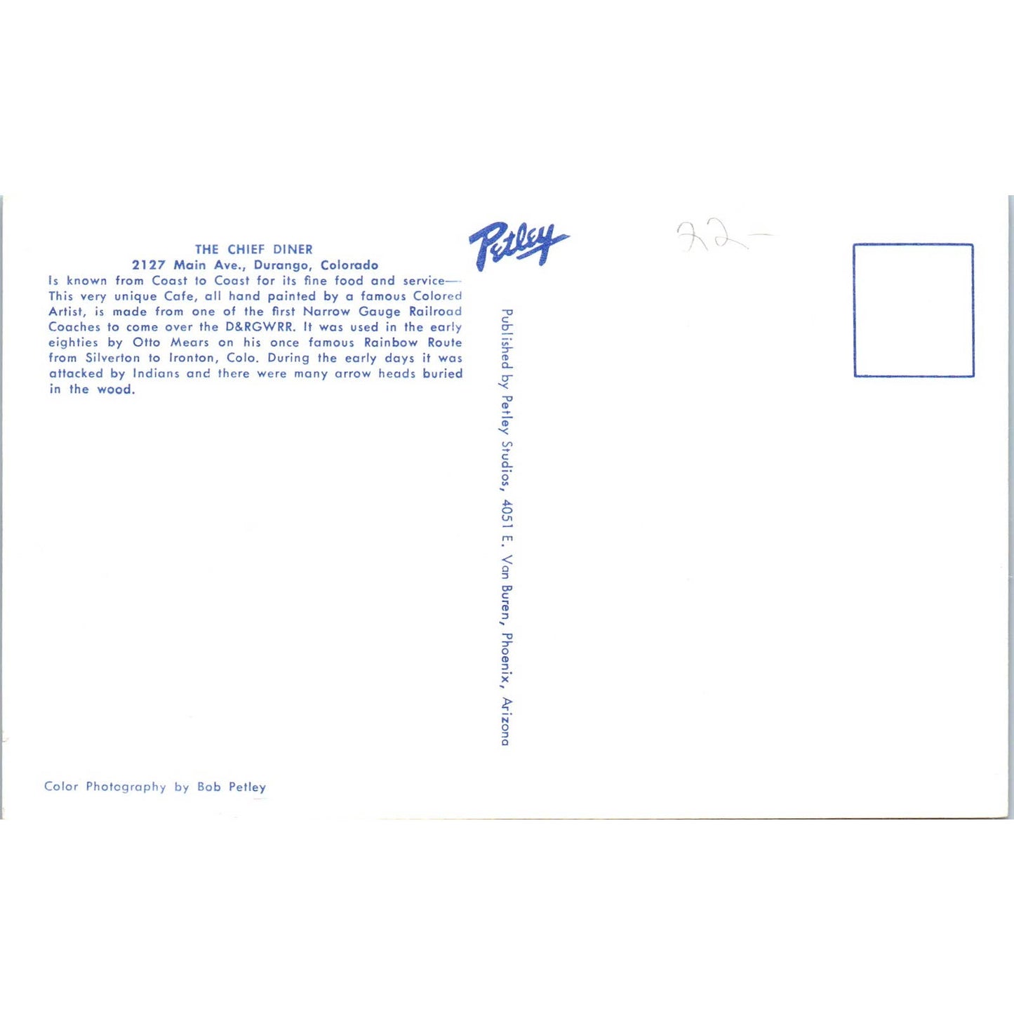 The Chief Diner Durango Colorado - Original Postcard TJ7-RP2