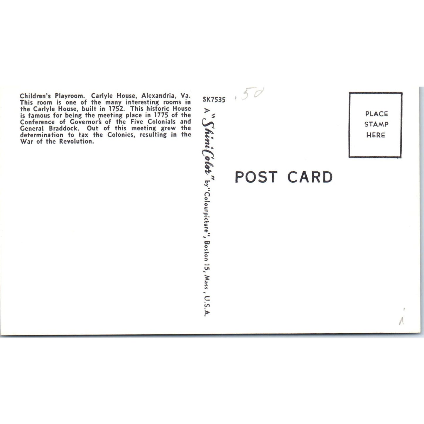 Children's Playroom Carlyle Doll House Alexandria VA Original Postcard PB7