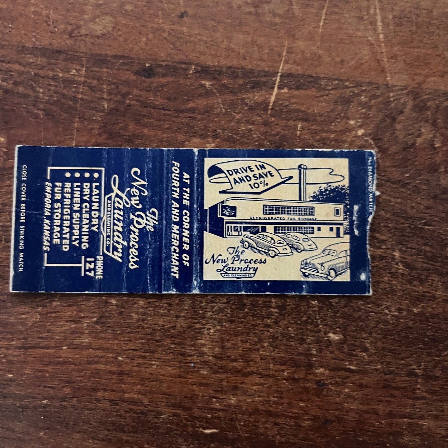 The New Process Laundry Emporia Kansas Advertising Matchbook Cover MM11-8