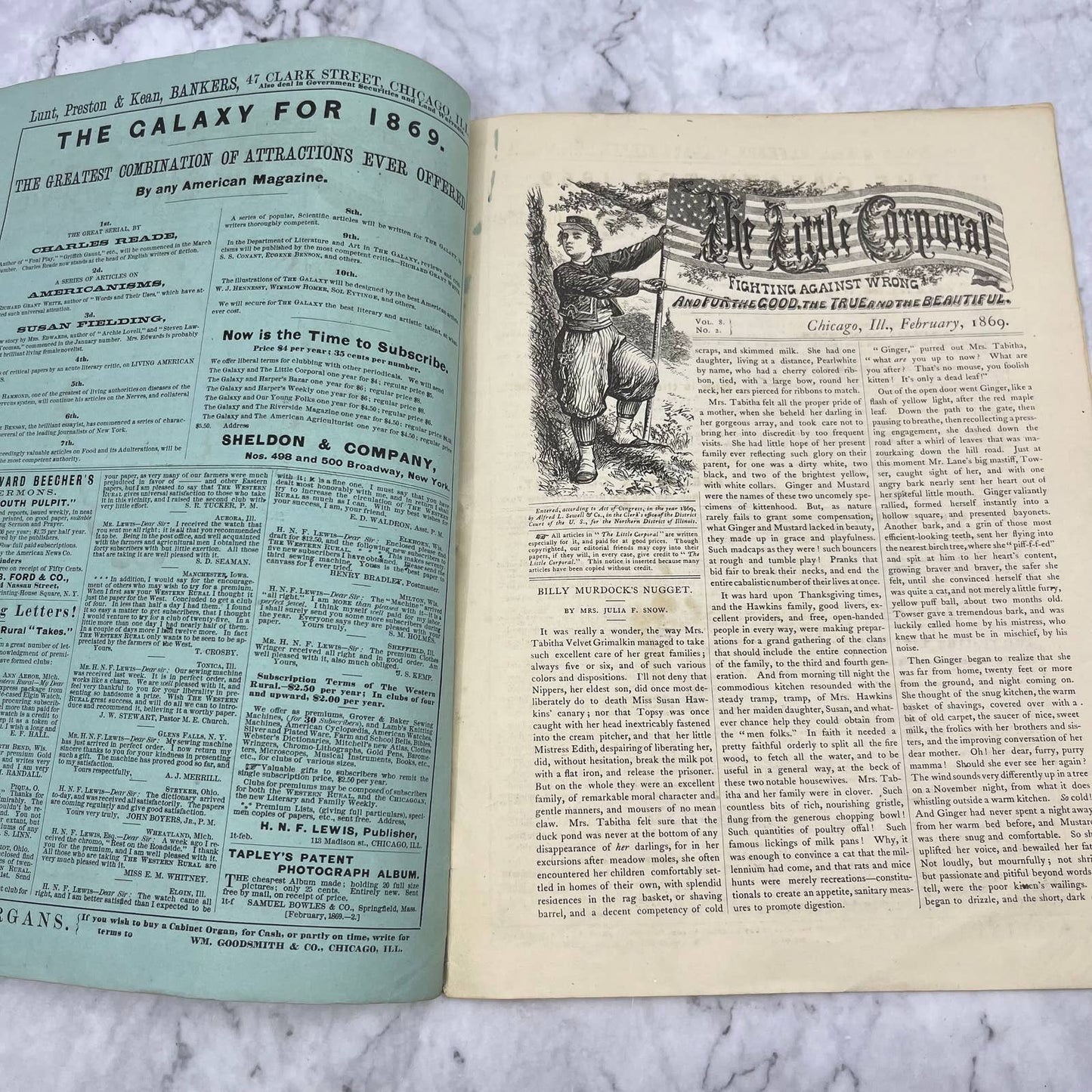 1869 Feb - The Little Corporal Original Magazine For Boys And Girls TB5