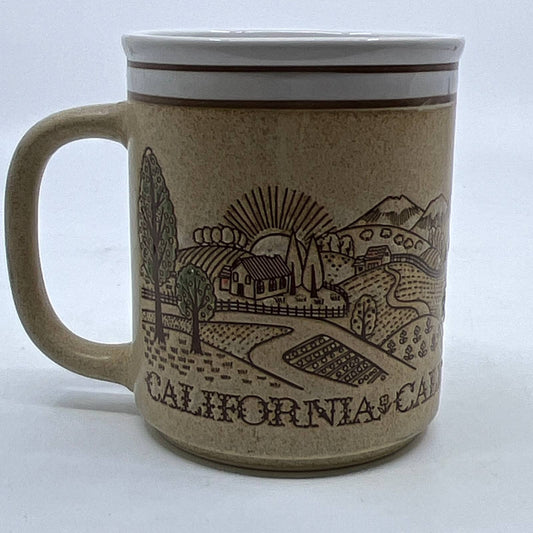 Vintage California Mug Coffee Cup Retro Patchwork Design Karol Western Japan TI3