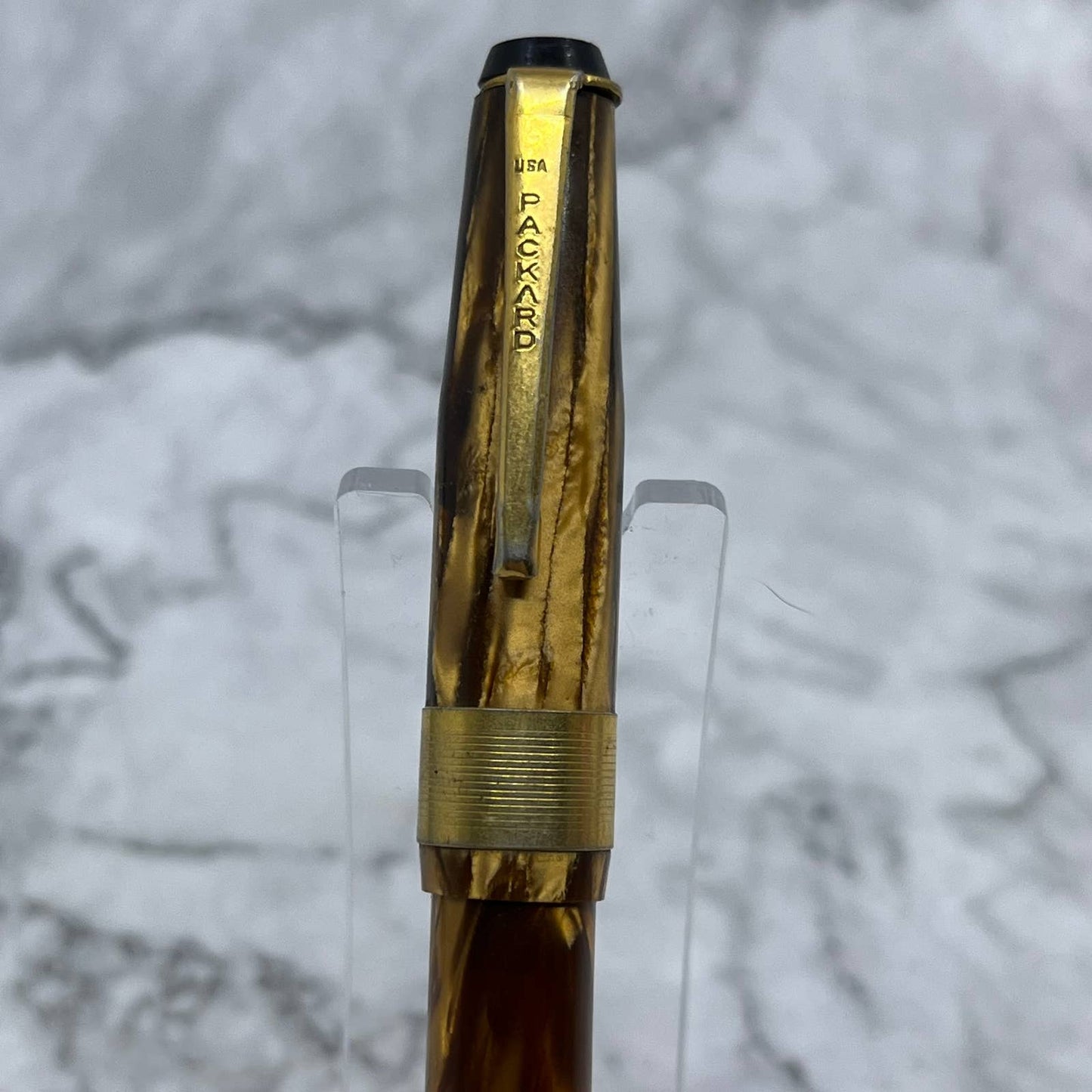 Vintage PACKARD Marbleized Brown Celluloid Fountain Pen Lever Fill SE6