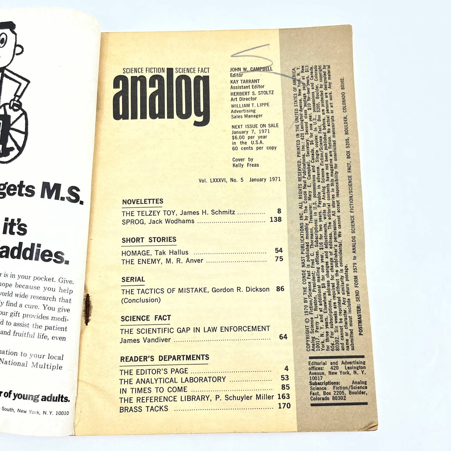 Science Fiction Analog Science Fact January 1971 Pulp Magazine TF6