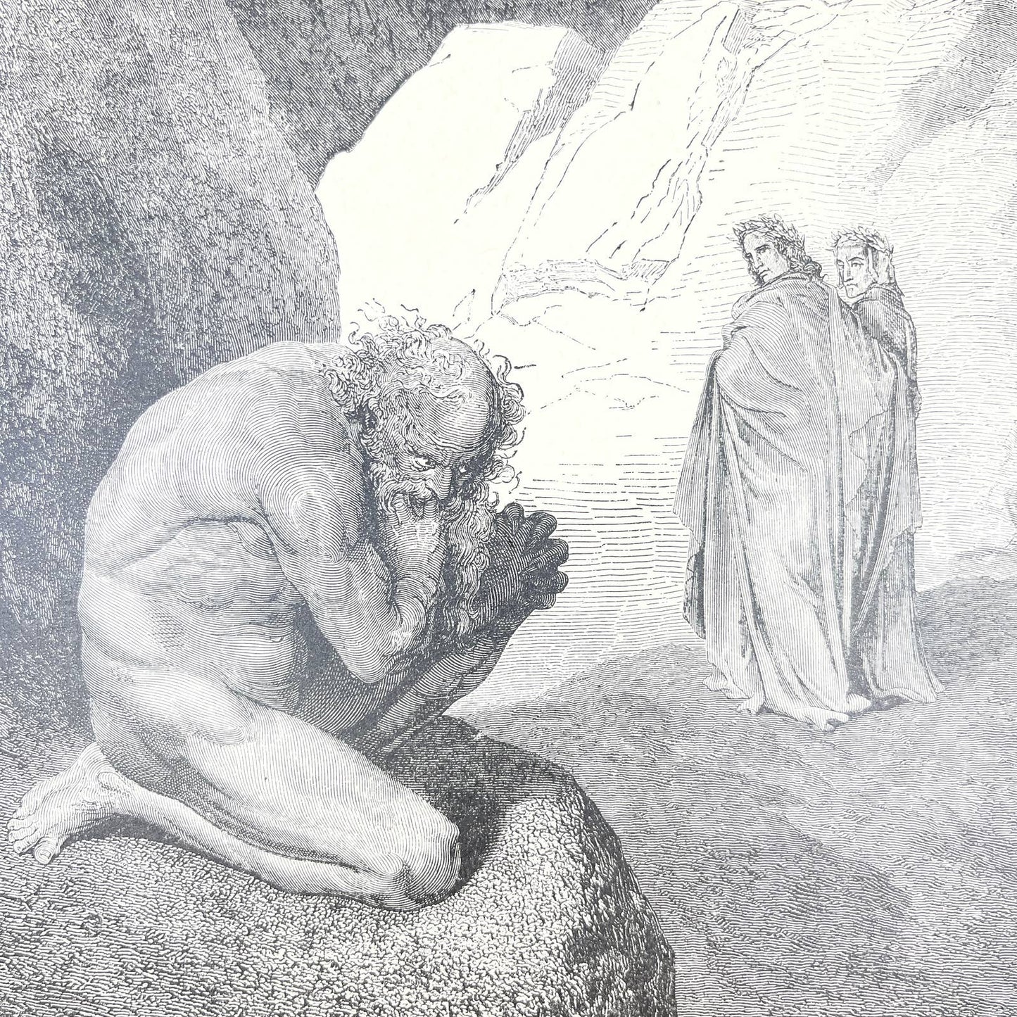 Original 1880s Gustave Dore Engraving Divine Comedy Virgil Rebukes Plutus FL4