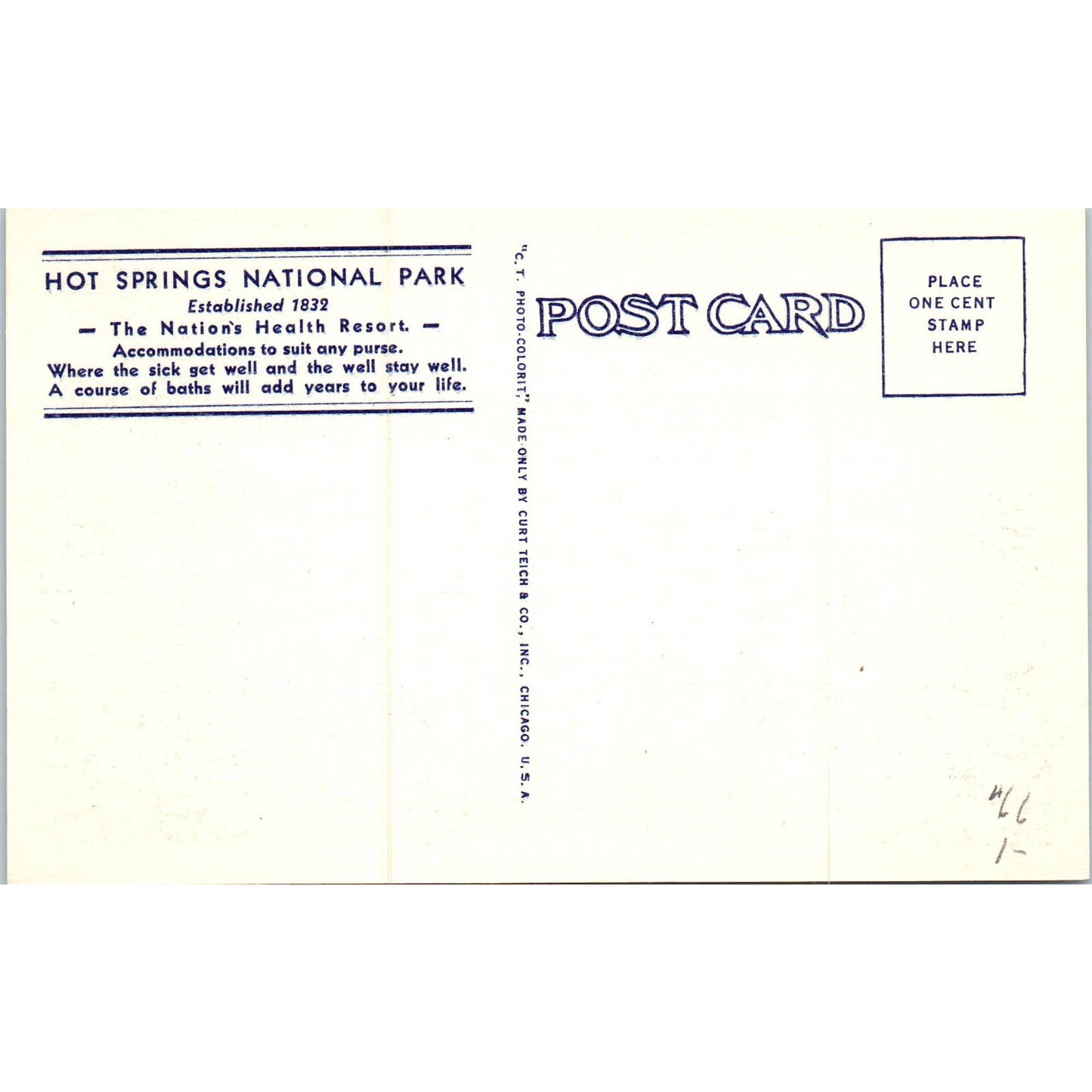 Buckstaff Baths Hot Springs National Park Arkansas Original Postcard TK1-P19