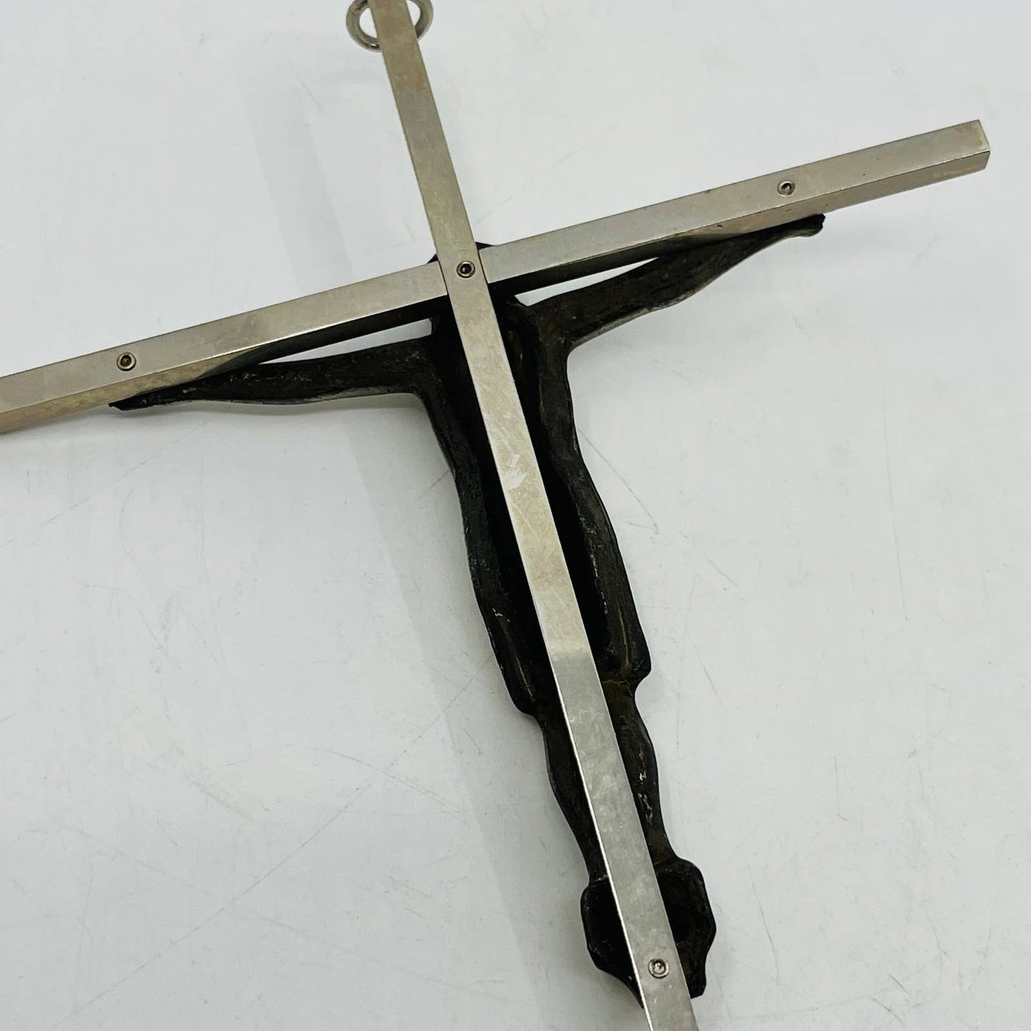 Vintage Jesus On Cross Crucifix Wall Hanging Religious 10" INRI Metal TC3