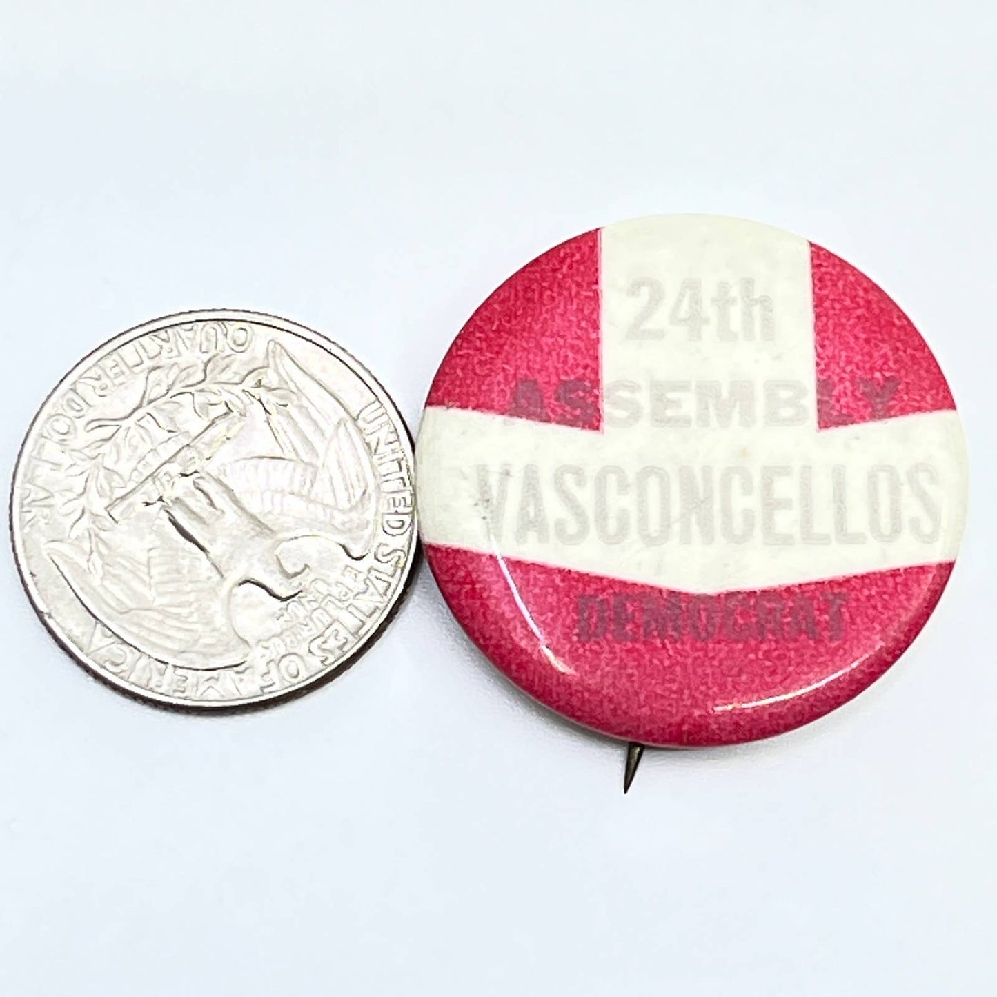 Vintage 24th Assembly Vasconcellos Democrat Celluloid Pinback Button SD9