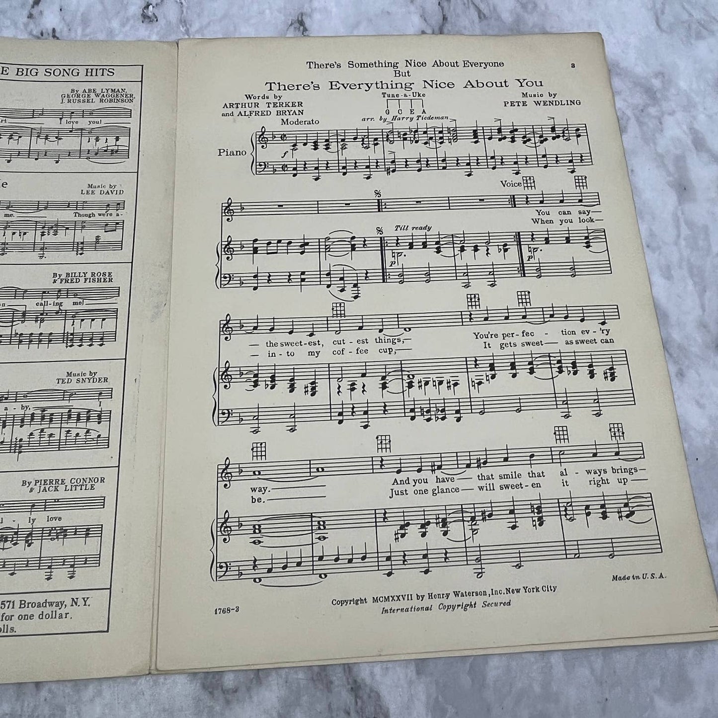 There's Everything Nice About You Pete Wendling Butler 1927 Sheet Music TK2-SM4