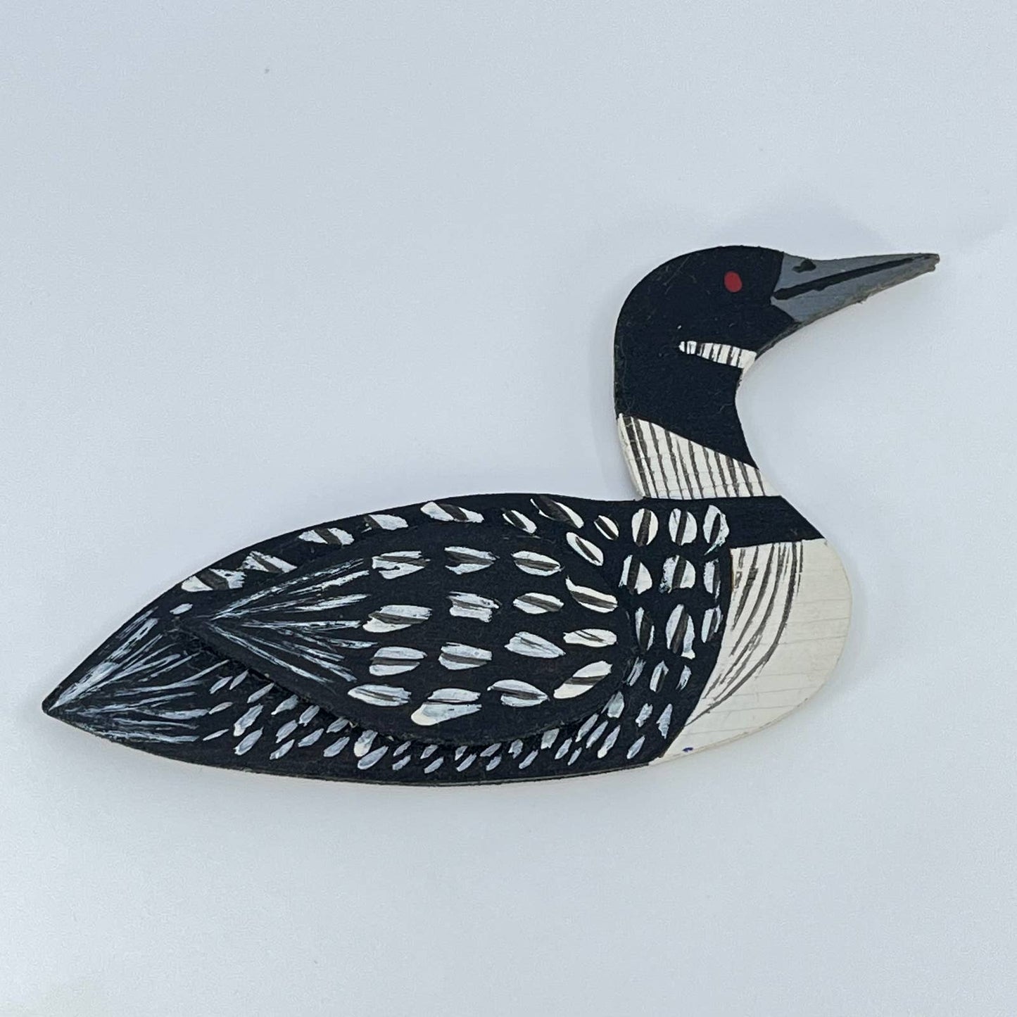 Vtg Hand Painted Wooden Loon Refrigerator Magnet SD1