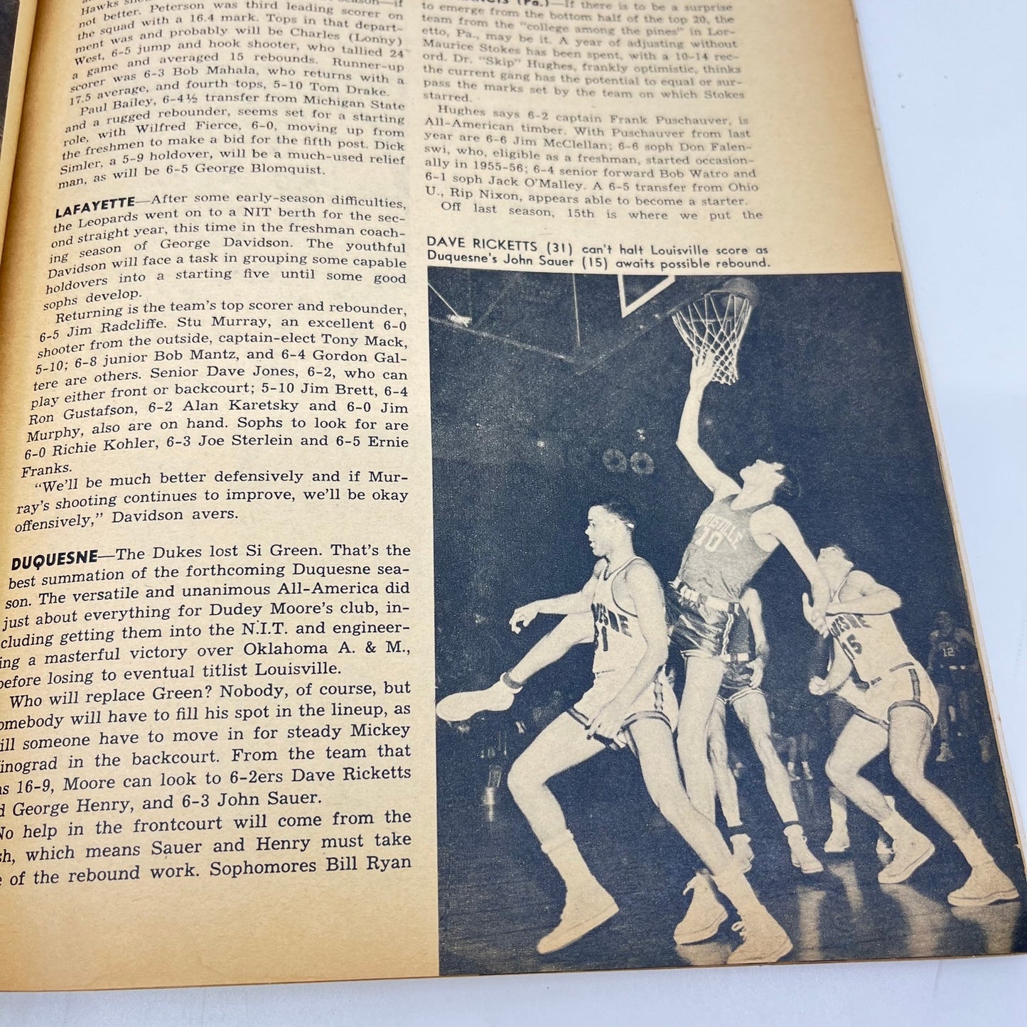 1957 Street Smith Basketball Yearbook Annual Charlie Tyra Louisville TF9
