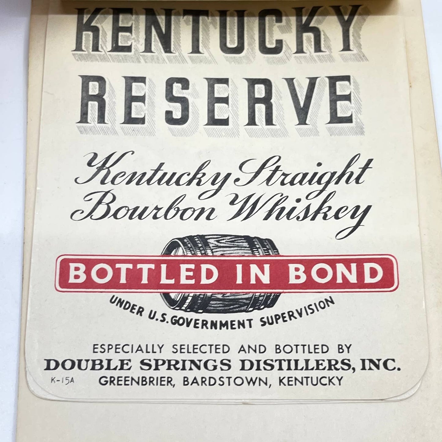 Kentucky Reserve Whiskey Label Set of 5 Bonded Liquor Distributors Greenbrier
