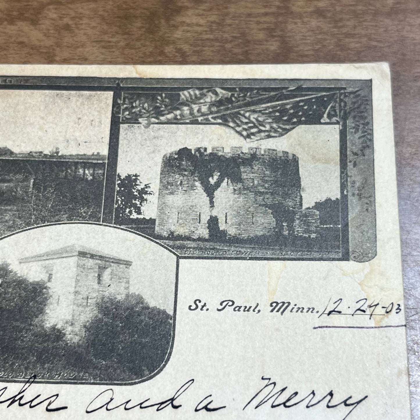 Vintage RPPC Postcard Fort Snelling St. Paul Minnesota Christmas 1903 PA1