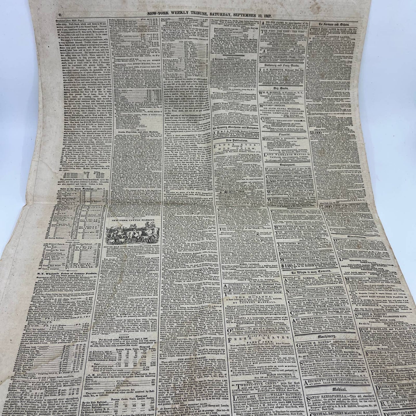1857 Sep 12 Original New York Tribune - Texas & Native American Relations FL4