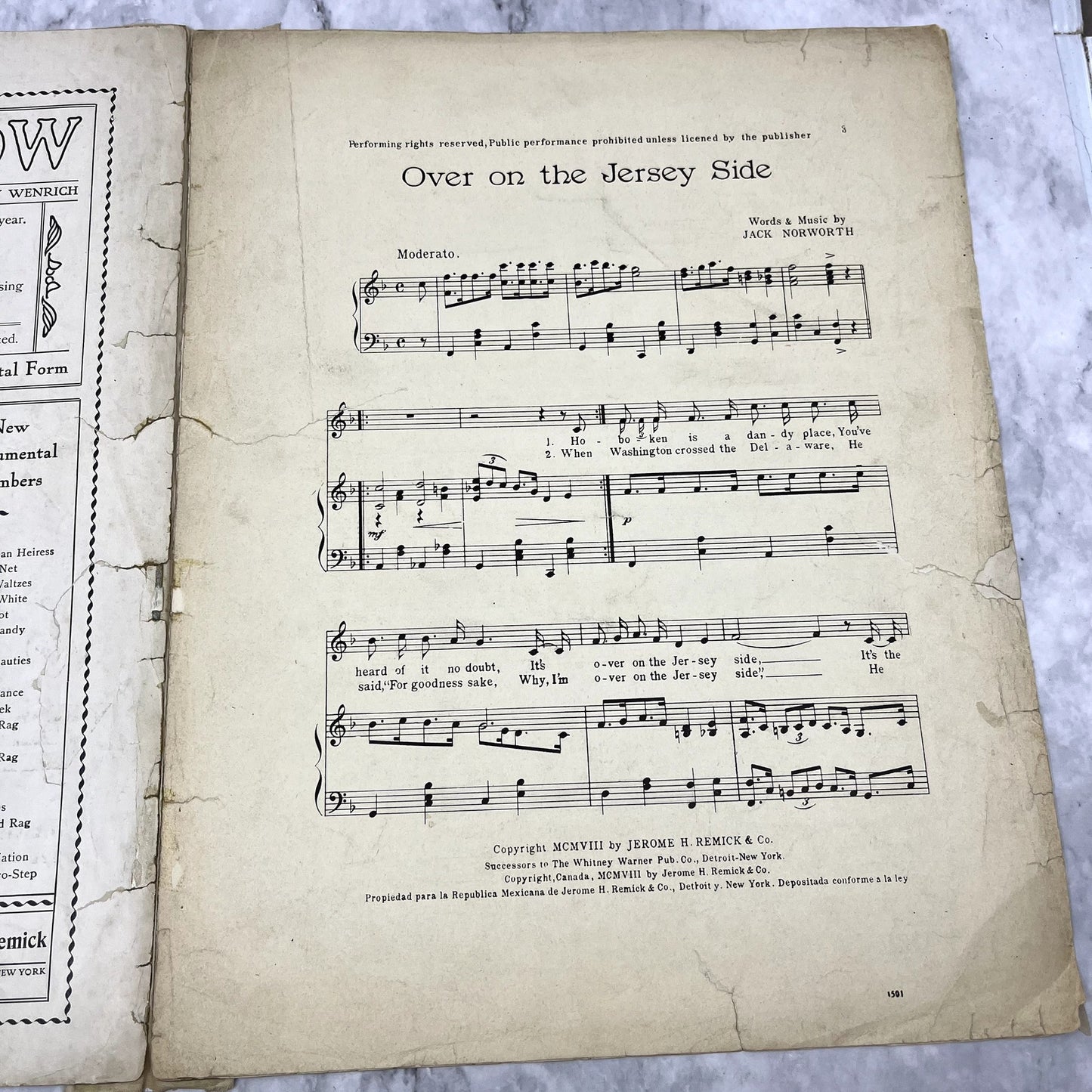 Over on the Jersey Side Jack Norworth 1908 Sheet Music V42-1