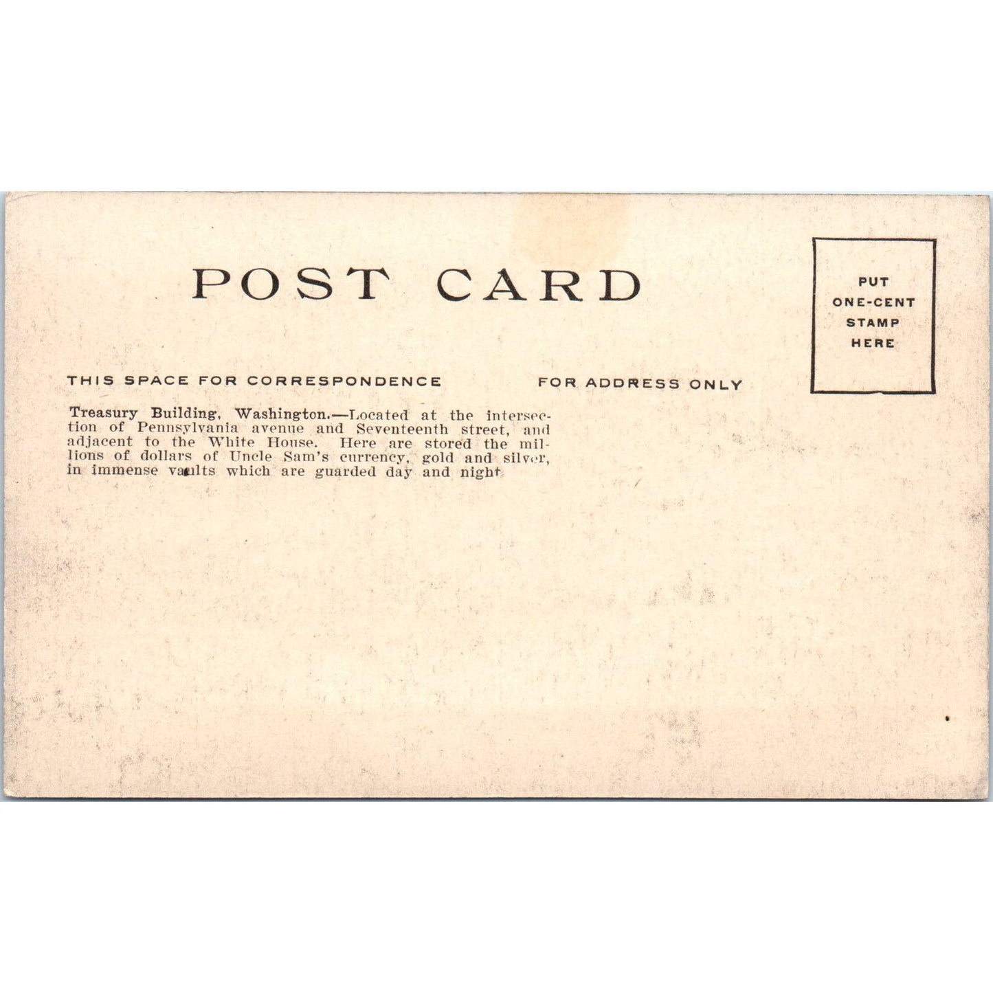 Treasury Building Washington DC c1910 Original Postcard TK1-24