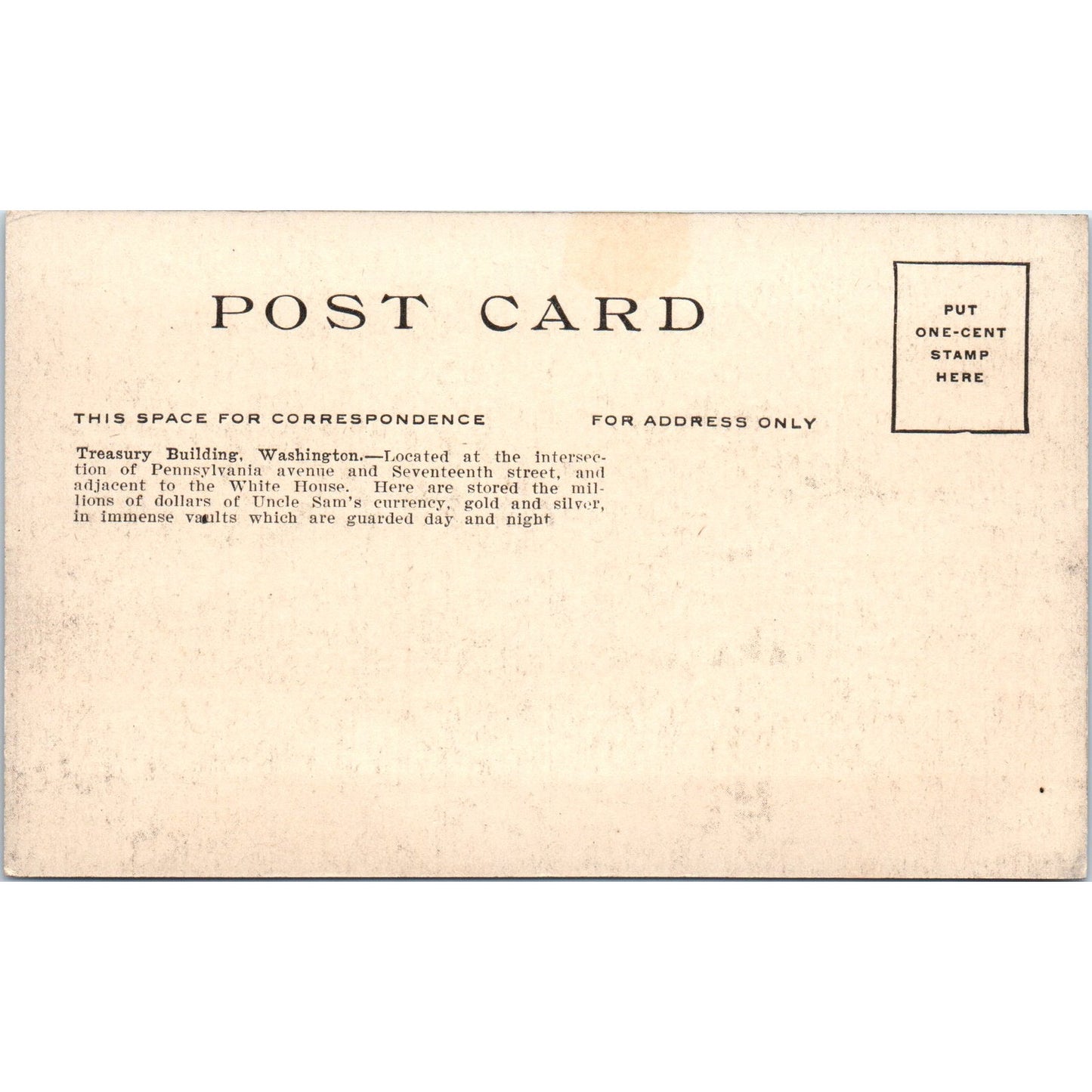 Treasury Building Washington DC c1910 Original Postcard P1-13
