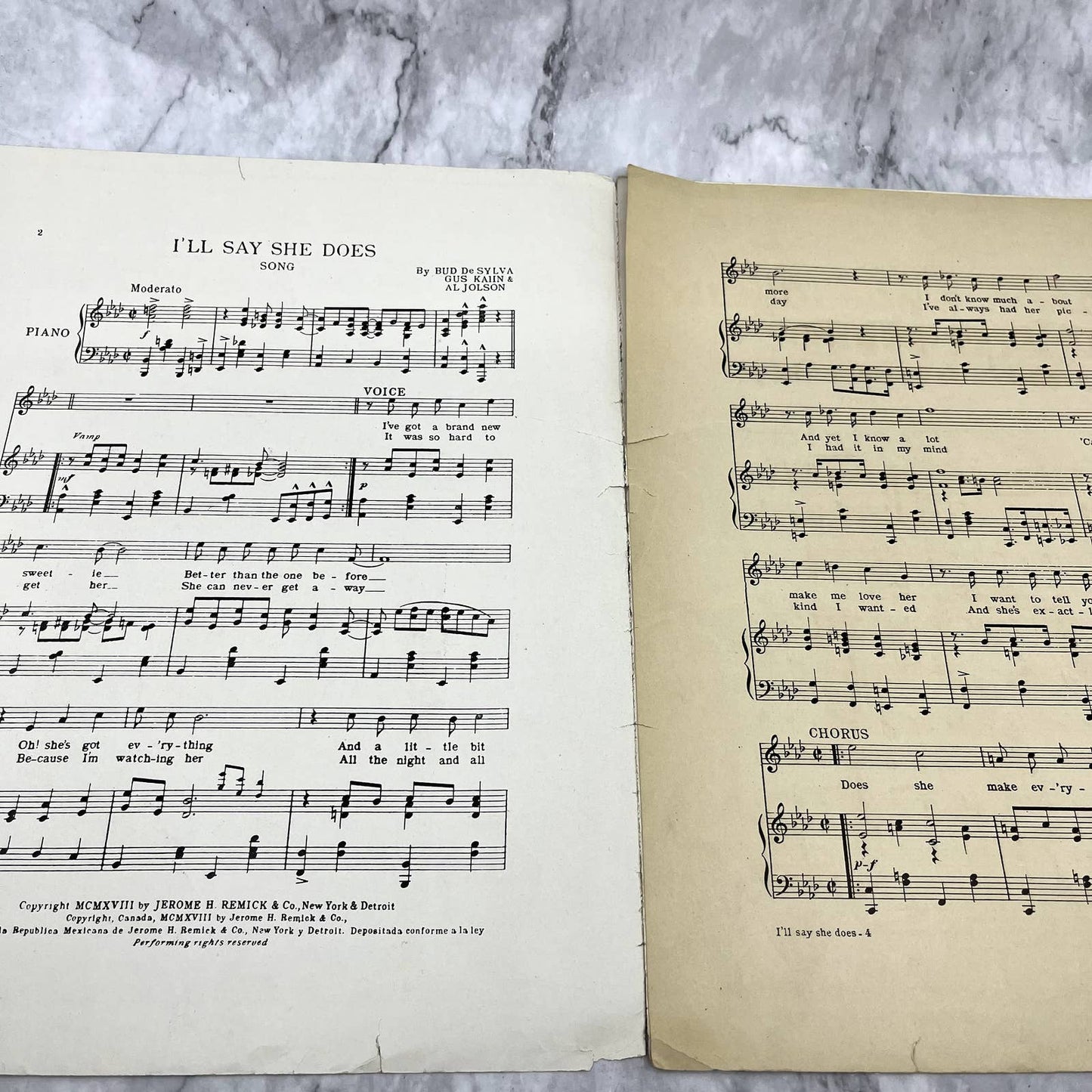 Sinbad I'll Say She Does Al Jolson 1918 Sheet Music TK2-SM2