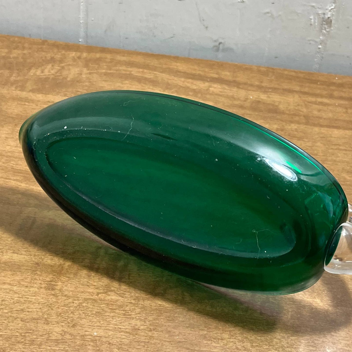 1940s Green Duncan Miller Green Art Glass Swan Cracker Serving Dish 8” TA3
