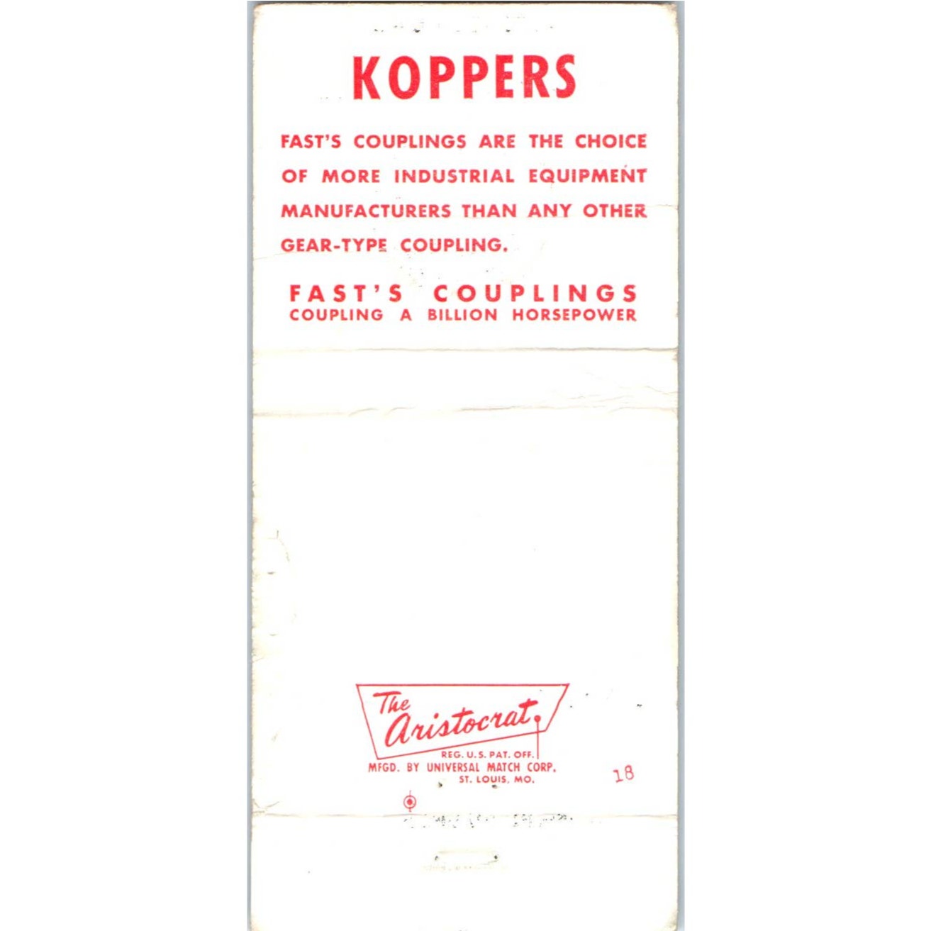 Koppers Fast's Couplings Advertising Matchbook Cover MM10-3