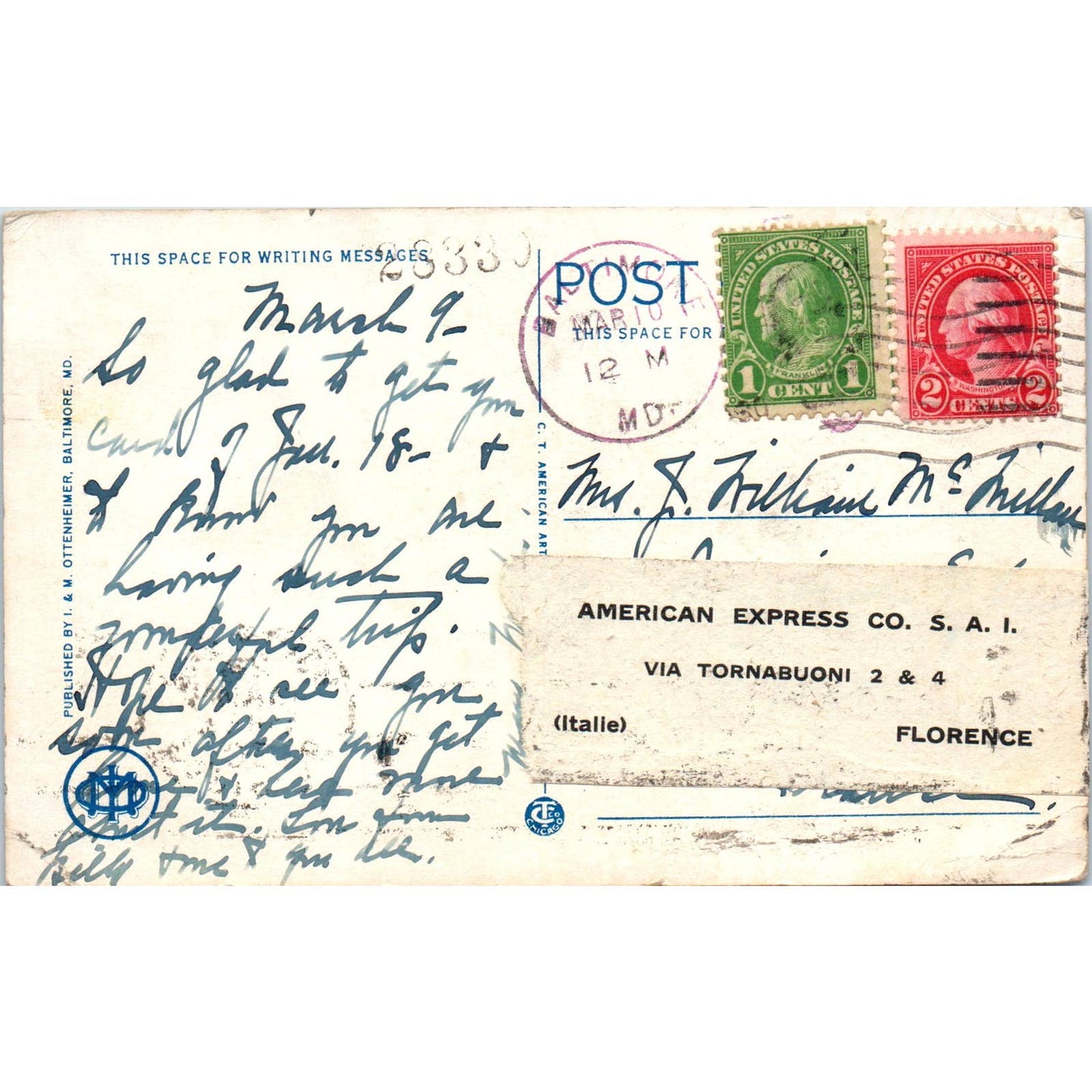 Grand Stand Crowds Pimlico Race Track Baltimore MD Original Postcard TK1-23