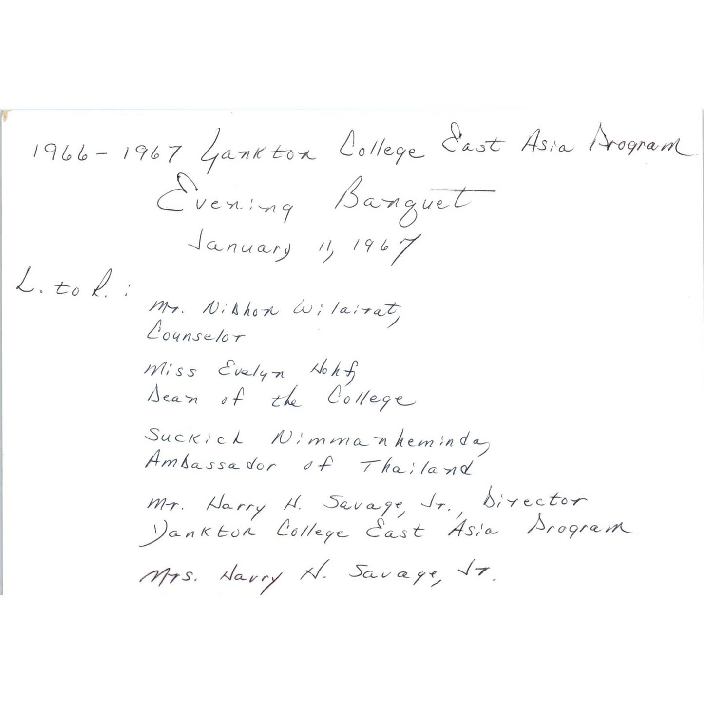 Sukich Nimmanahaeminda Thai Ambassador Yankton Banquet 1967 Photo TK1-P5