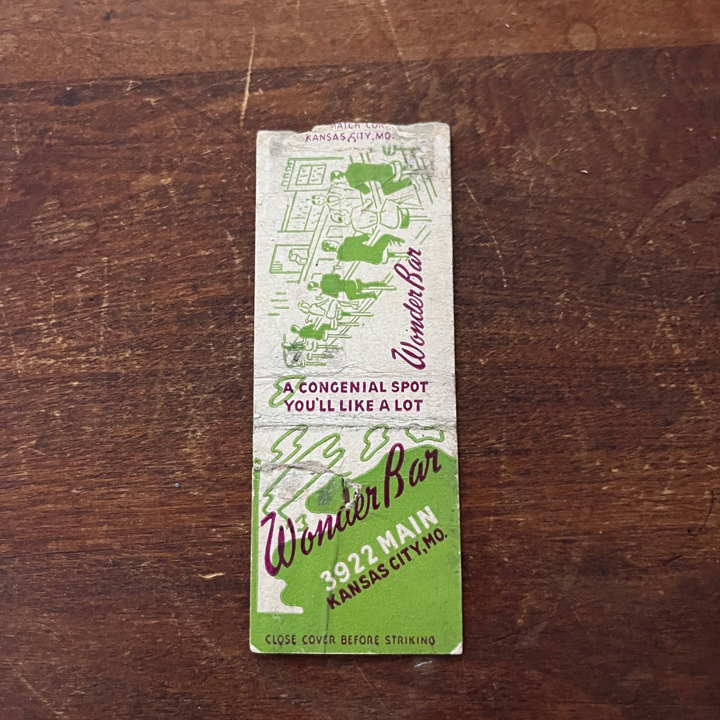 Wonder Bar Kansas City MO Advertising Matchbook Cover MM11-4