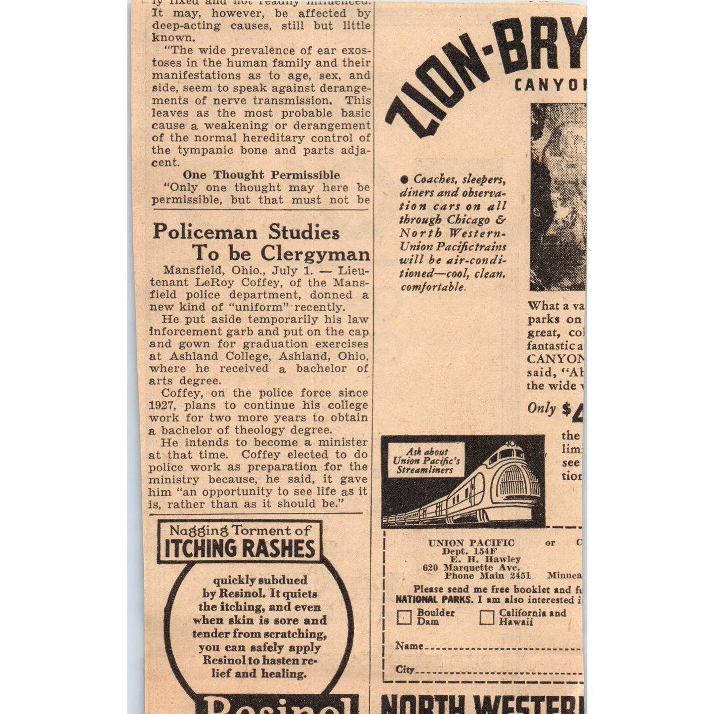 1935 Mpls Journal Newspaper Ad Fugitive Gold Serial Erle Stanley Gardner FL5-3