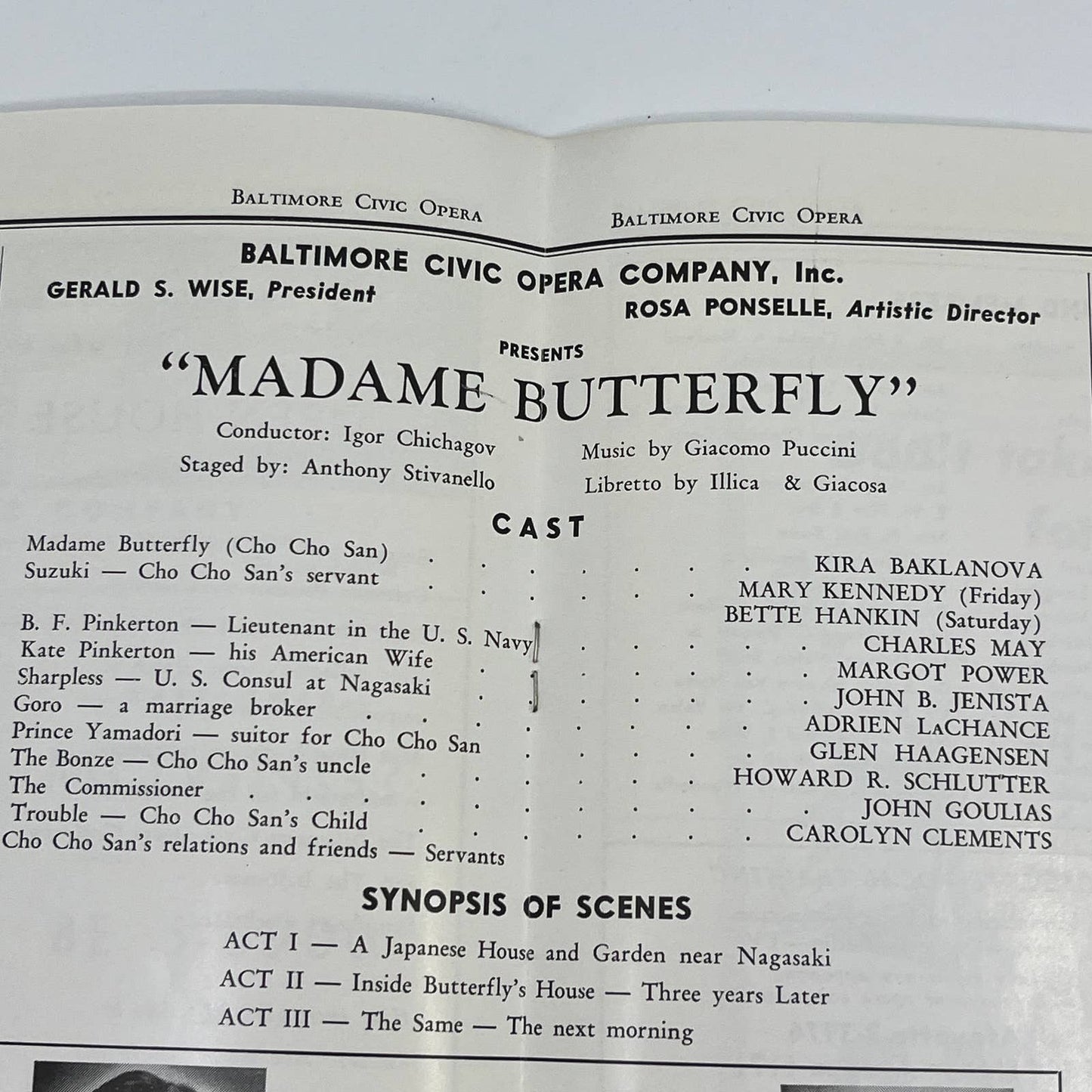 1957 Baltimore Civic Opera Madame Butterfly Lyric Theatre Program TG6