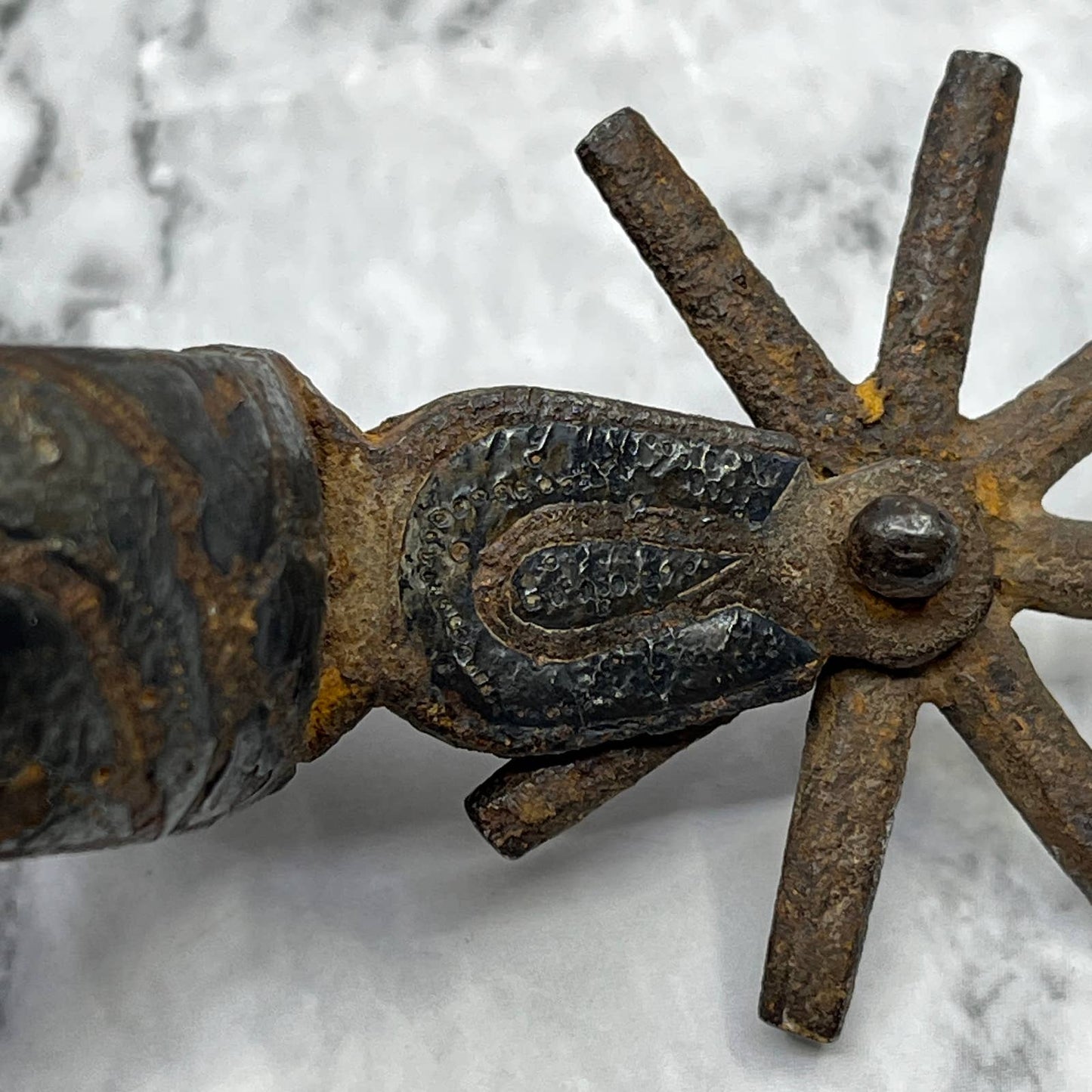 1700s Spanish Colonial Mexican Single Western Spur 8pt Rowel Silver Inlay TJ8