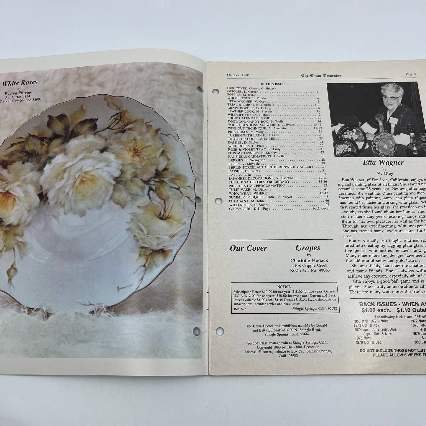 1980 Oct - The China Decorator Magazine - Grapes, C. Hudack TH8