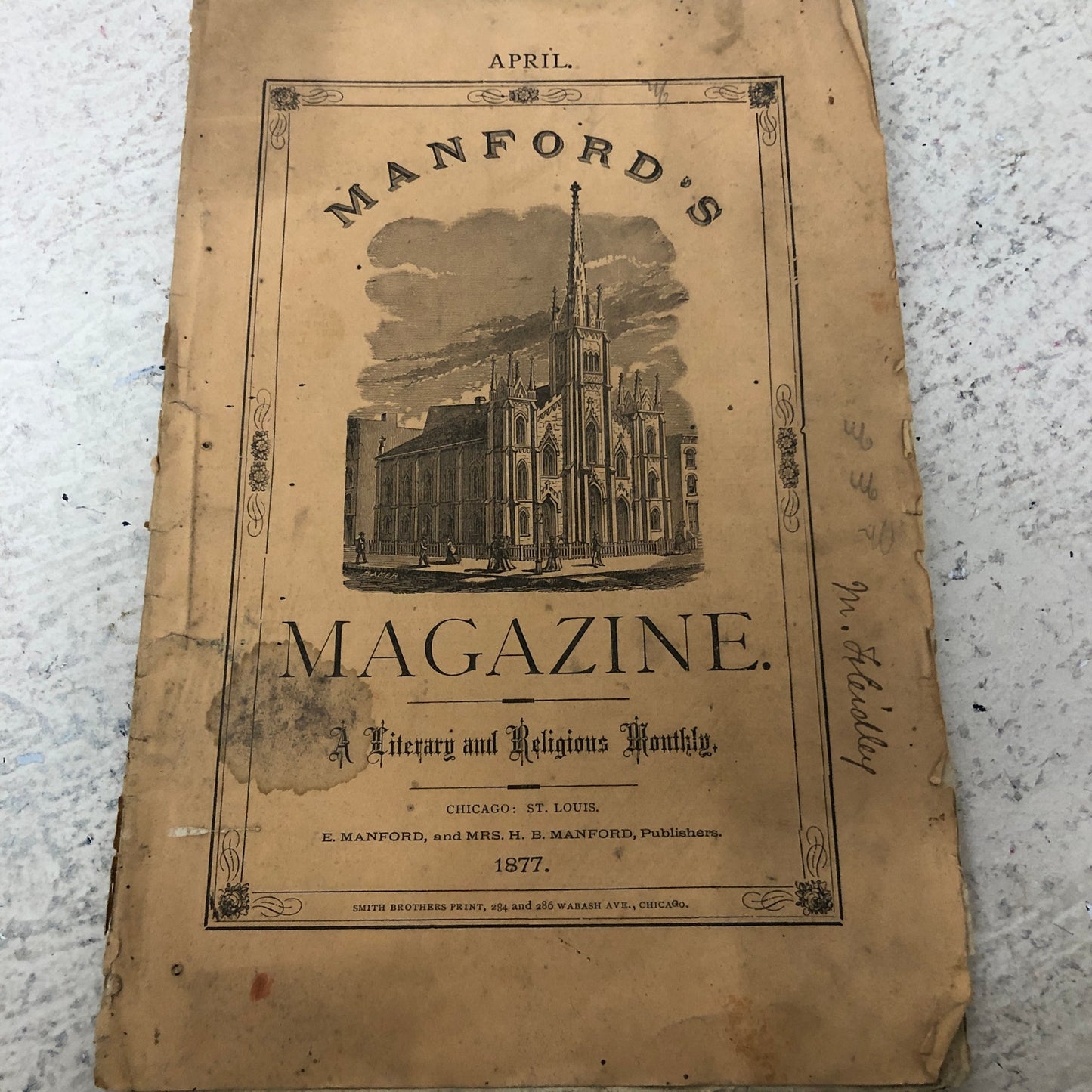 1877 April - Mansford’s Magazine A Literary and Religious Monthly Chicago TG7