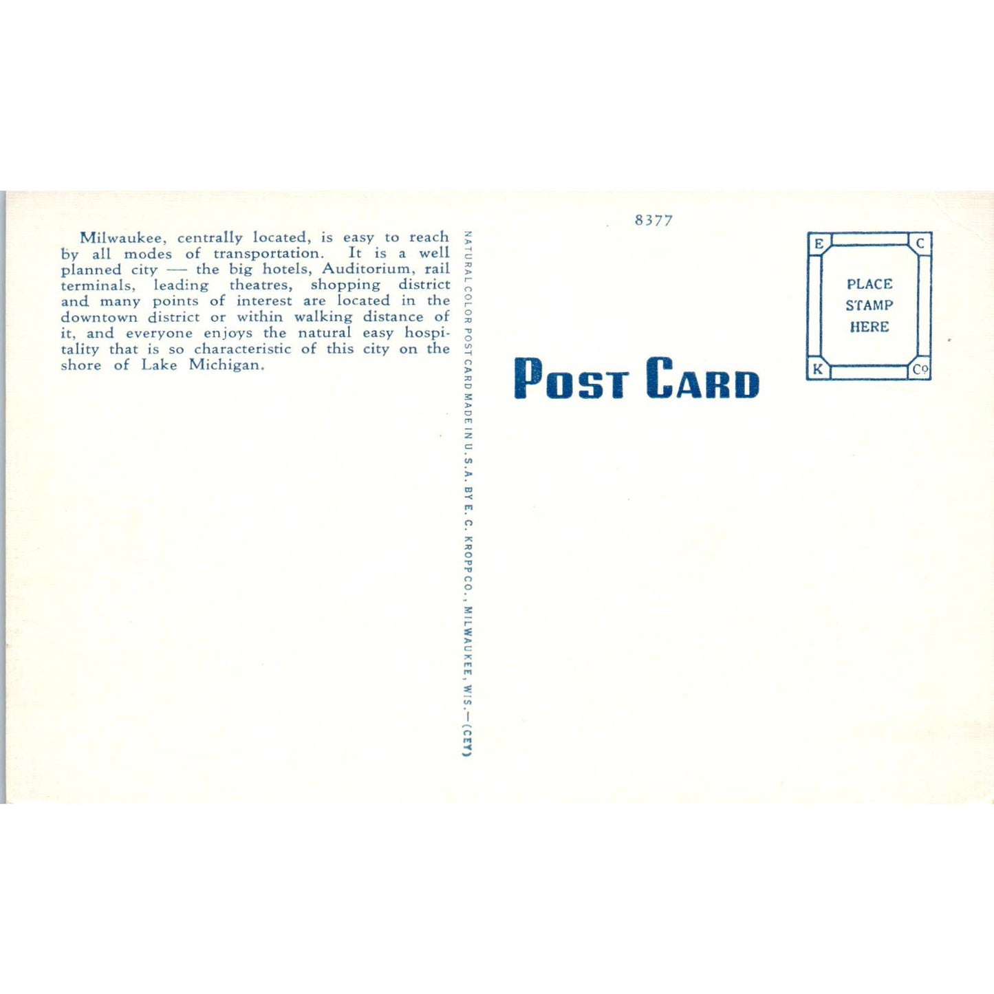 Milwaukee Depot, Milwaukee Wisconsin Original Postcard TJ9-P3