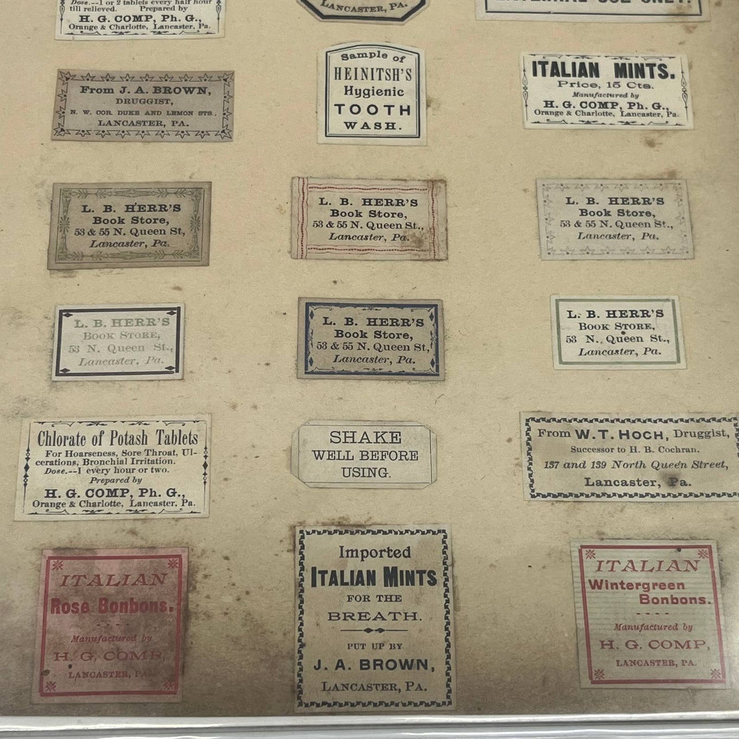 1880s Bottle Labels Lancaster PA Pharmacy Quack Medicine Lot of 26 AA6-6