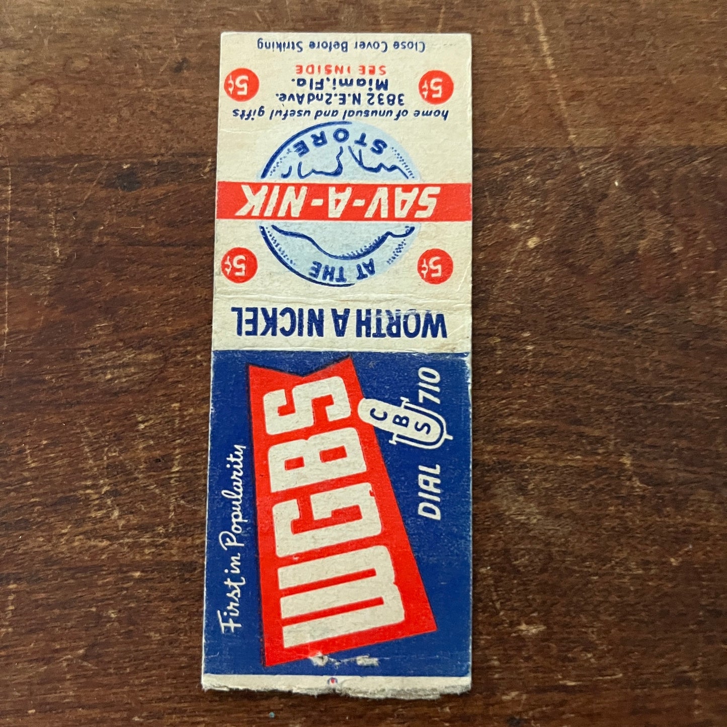 WGBS CBS 710 Miami FL Advertising Matchbook Cover MM11-7