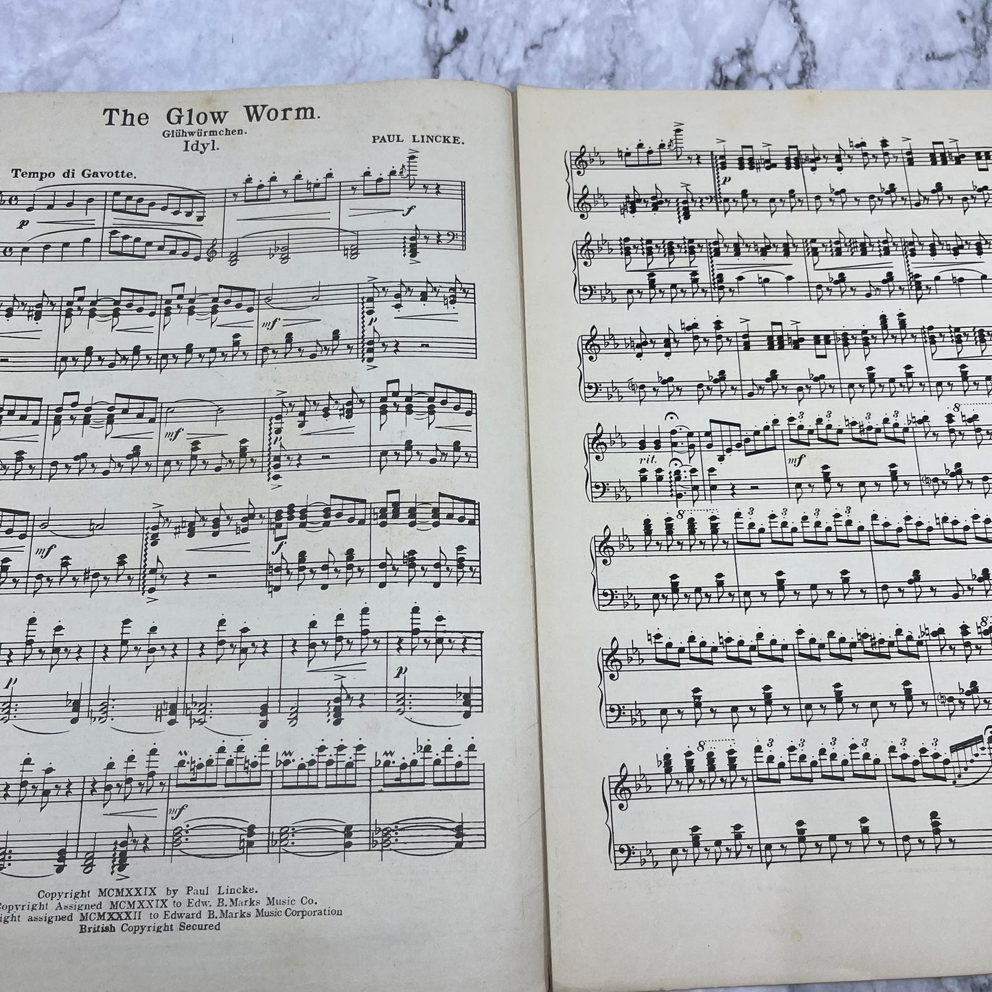 Vintage 1932 The Glow Worm Gluhwurmchen Sheet Music Original Piano Solo V42-4