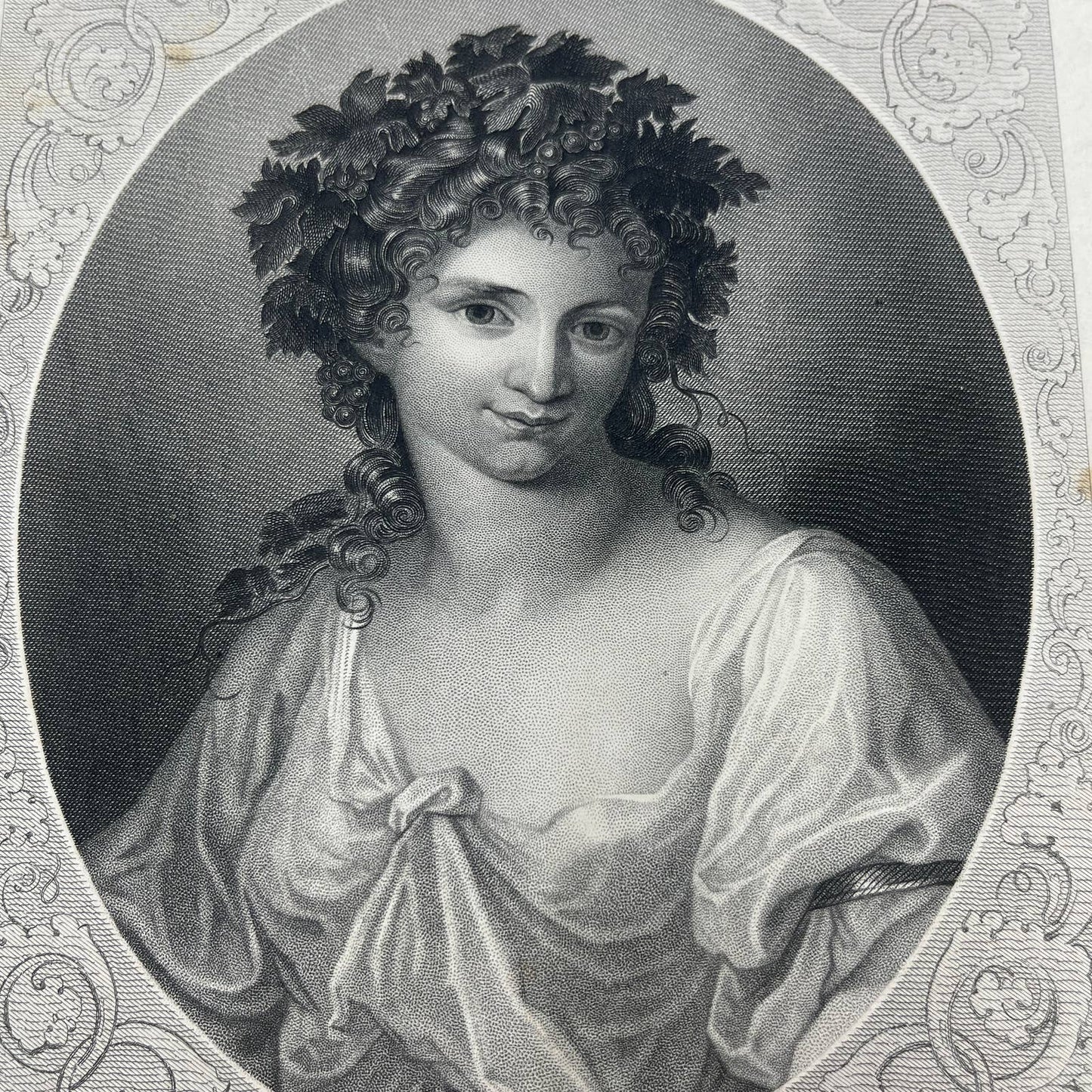 1864 Original Steel Art Engraving - Angelica Kauffman A. Kauffmann 8.5x11" AC3