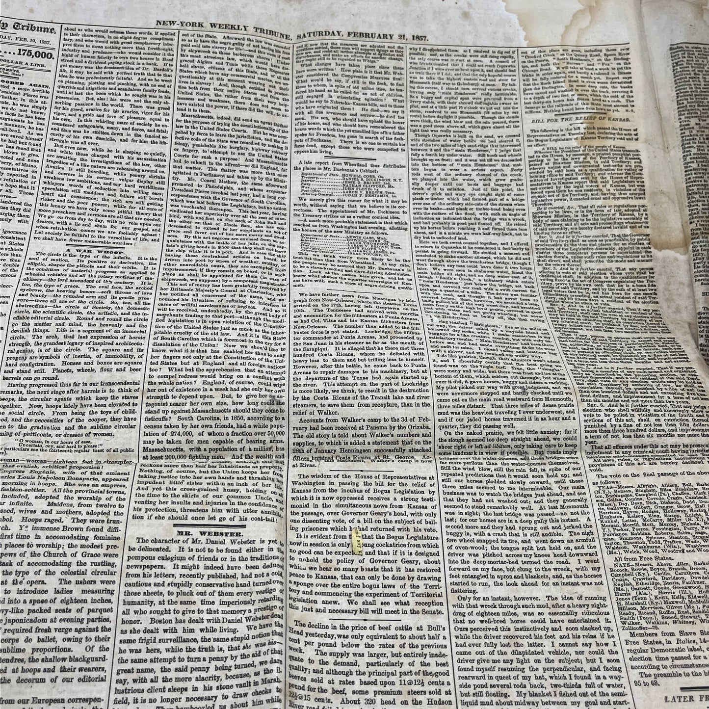 1857 Feb 21 Original New York Tribune - Death of W.C. Redfield FL4