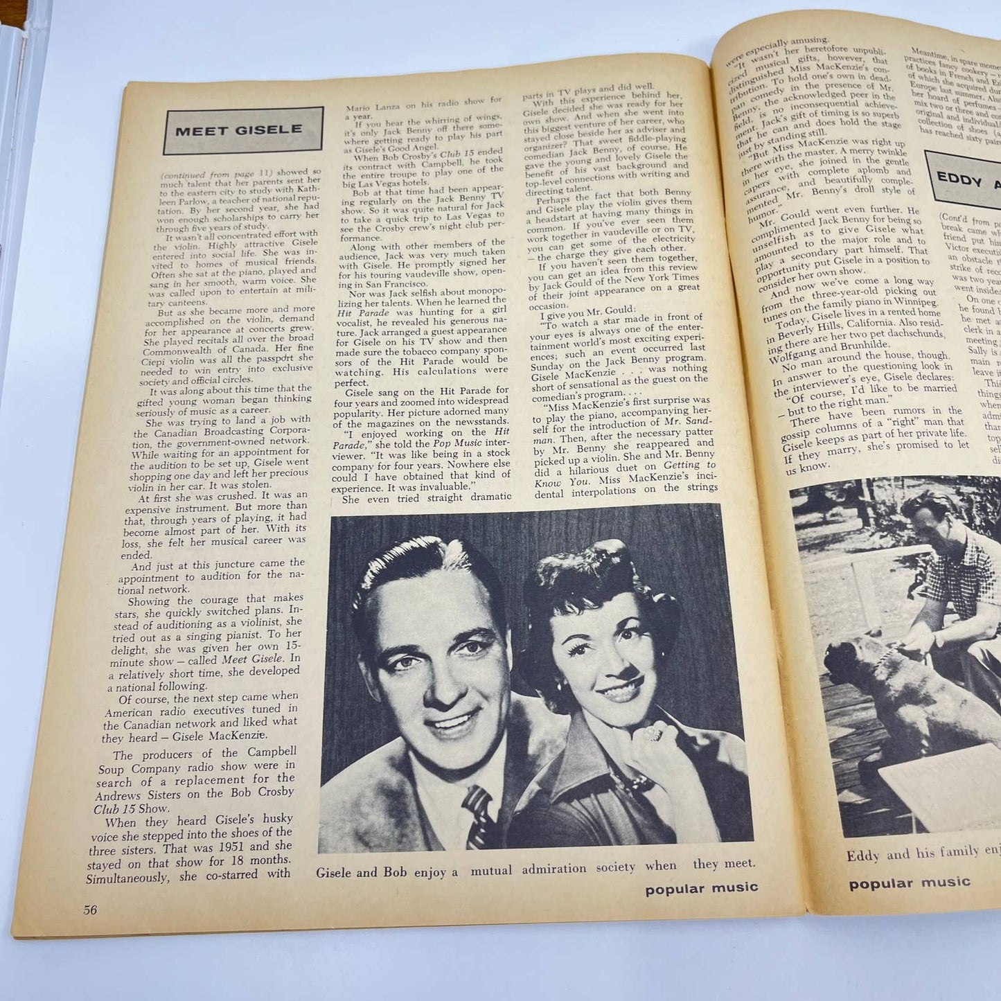 1950s Popular Music Magazine Tommy Sands Bing Crosby Tony Curtis Bobby Helms TC6