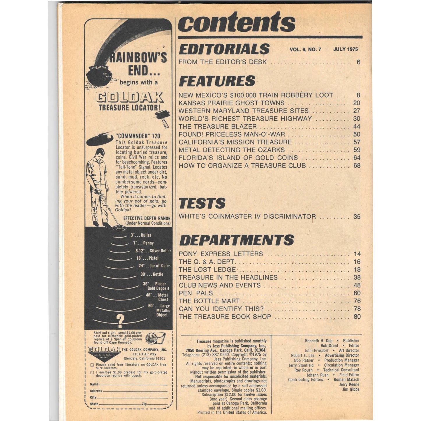 Treasure Magazine - Treasure Hunting Mining Metal Detecting July 1975 M4