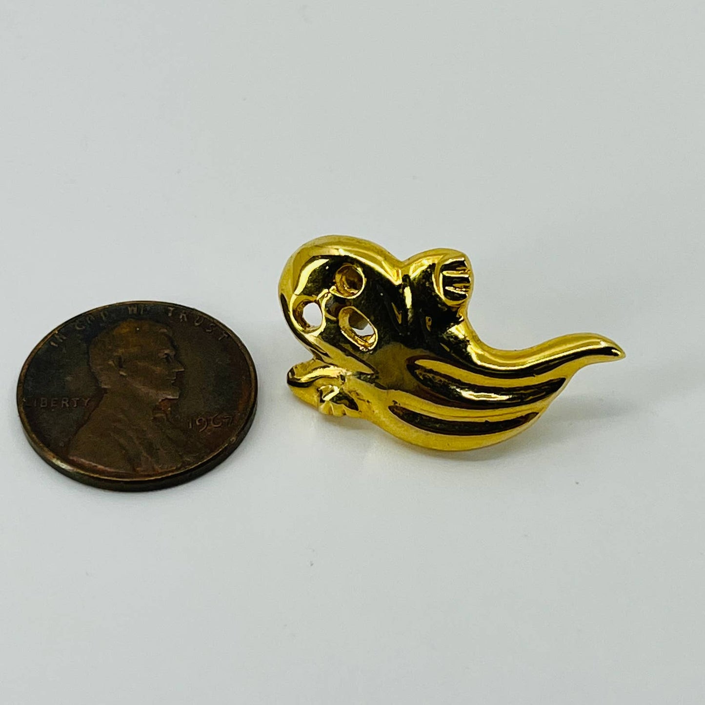 Vintage Gold Tone GHOST Halloween Single Earring SB2