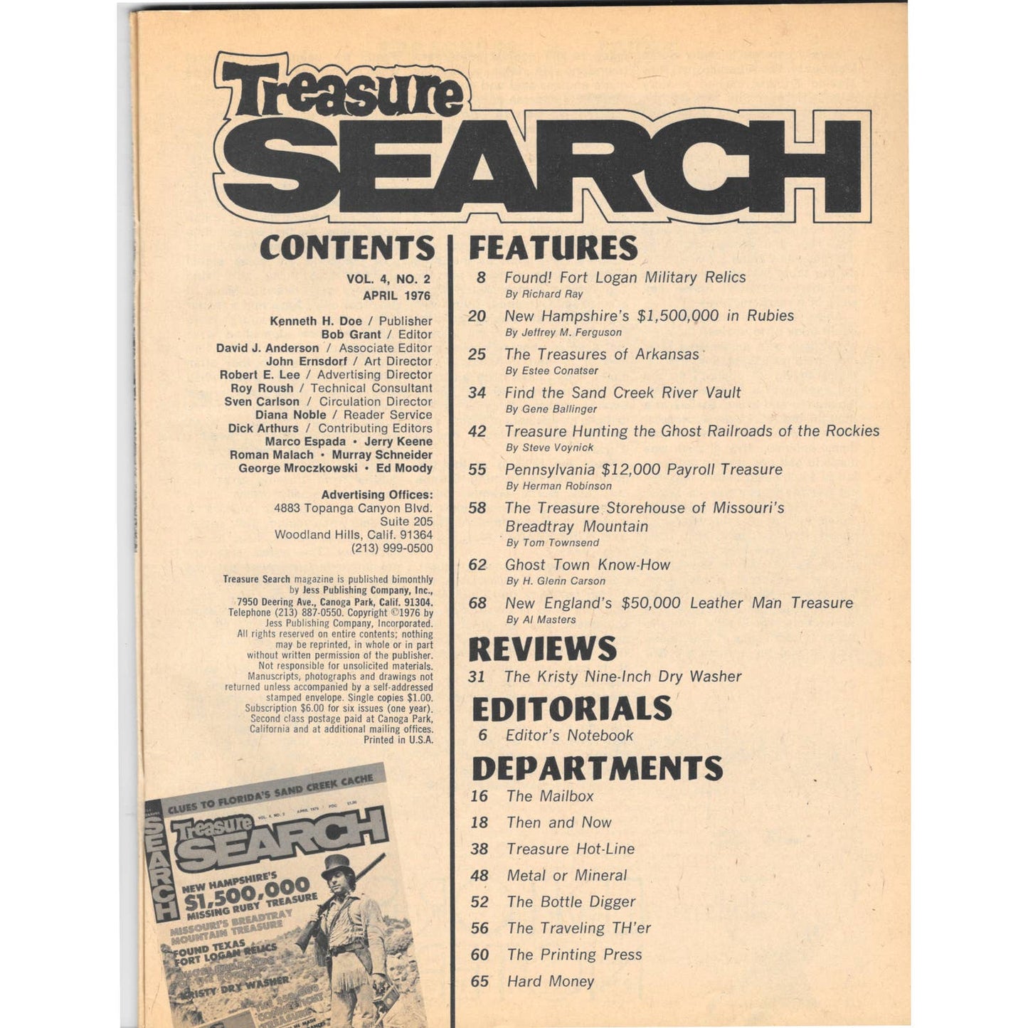 Treasure Search Magazine - Treasure Hunting Metal Detecting April 1976 M3