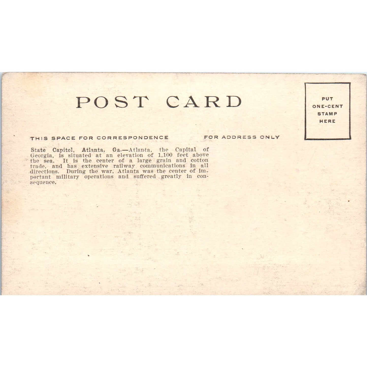 State Capitol Building Atlanta Georgia c1910 Original Postcard TK1-27
