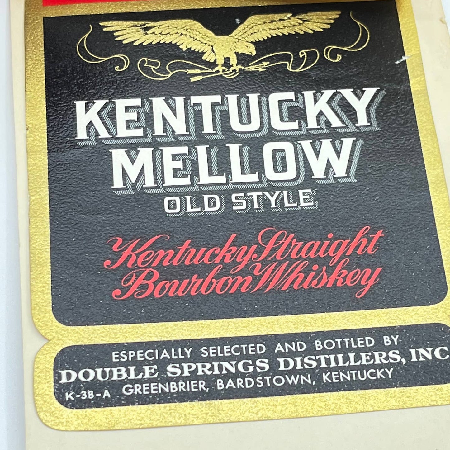 Kentucky Mellow Bourbon Whiskey Label Set of 3 Double Springs Greenbrier KY