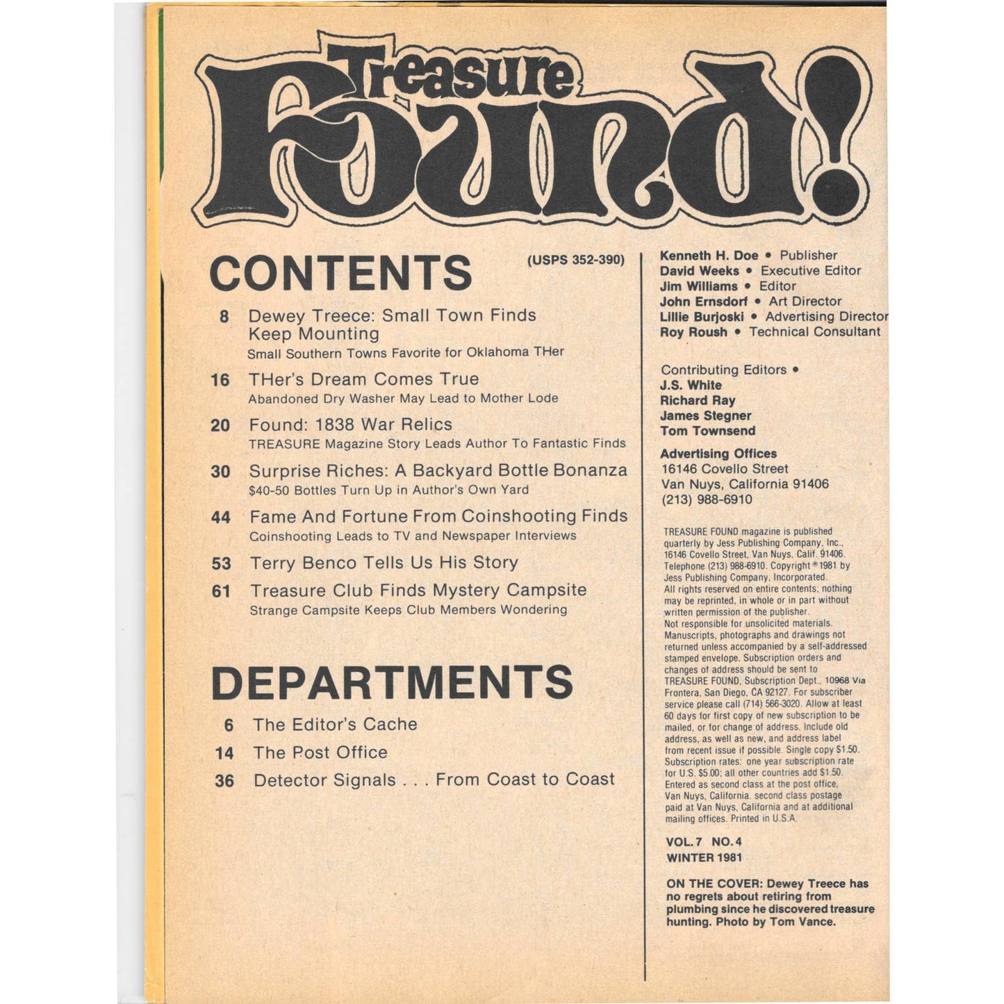 Treasure Found Magazine - Treasure Hunting Gold Metal Detecting Winter 1981 M4